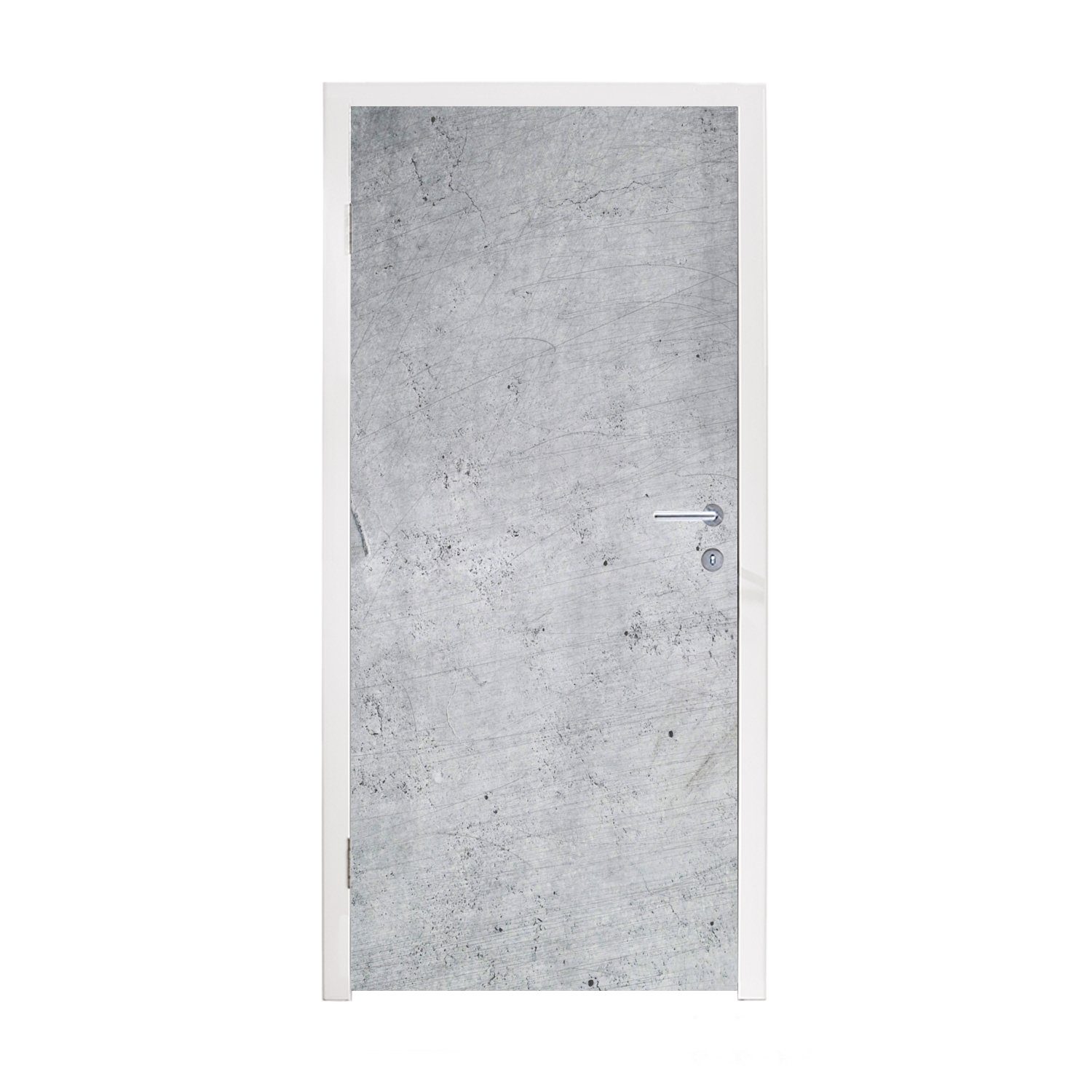 MuchoWow Türtapete Beton - Fototapete cm Grau Tür, St), bedruckt, Matt, - (1 Türaufkleber, für 75x205 Silber