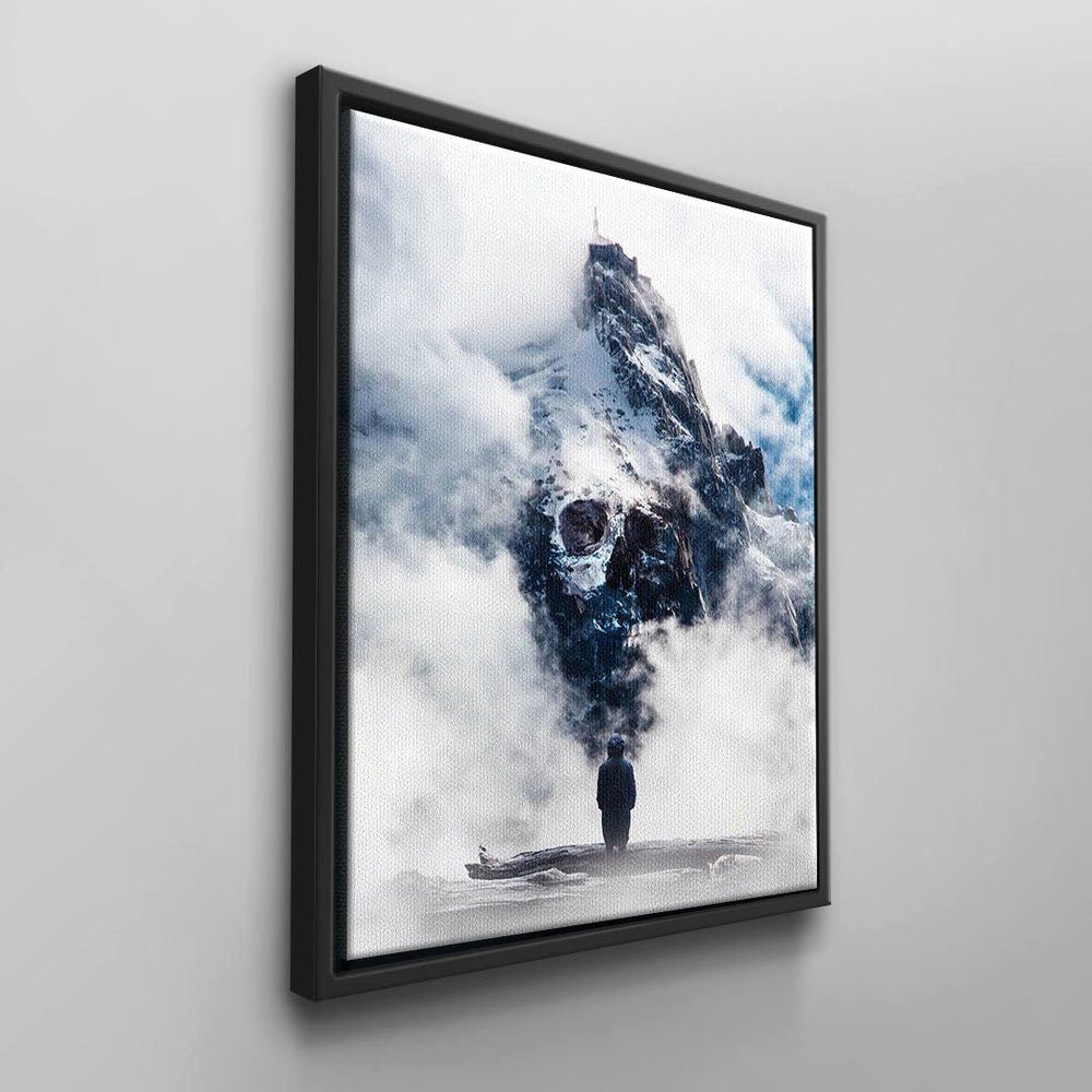 Leinwandbild natur Mountain, blau Mountain mann ohne Bad DOTCOMCANVAS® Wandbild Bad schwarz weiß berg Rahmen motivation