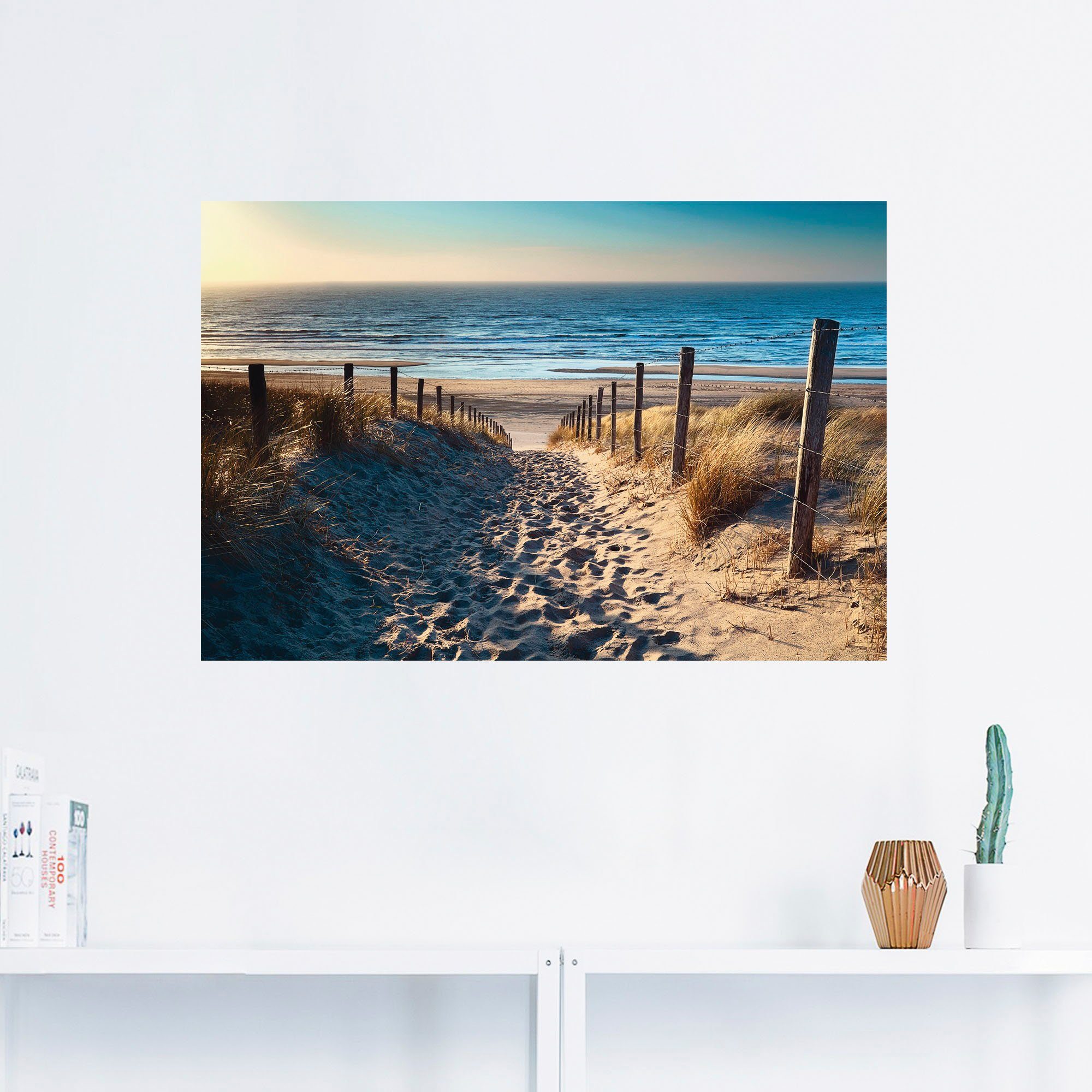 (1 Wandaufkleber Nordseestrand versch. Weg oder Artland zum Wandbild in als Poster Alubild, Größen Strand Leinwandbild, Sonnenuntergang, St),