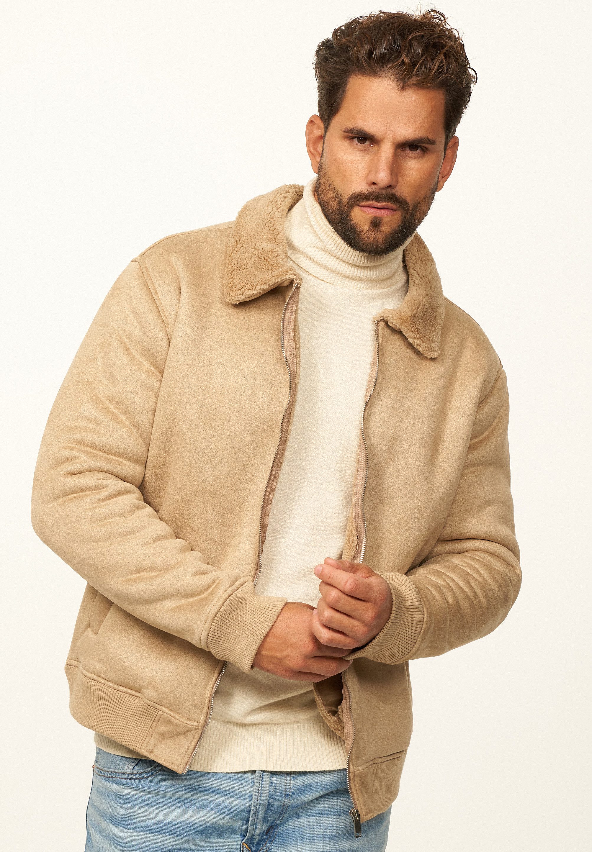 OneRedox Blouson als Weiche Übergangsjacke in Lammfell-Optik Herren Blouson günstig online kaufen