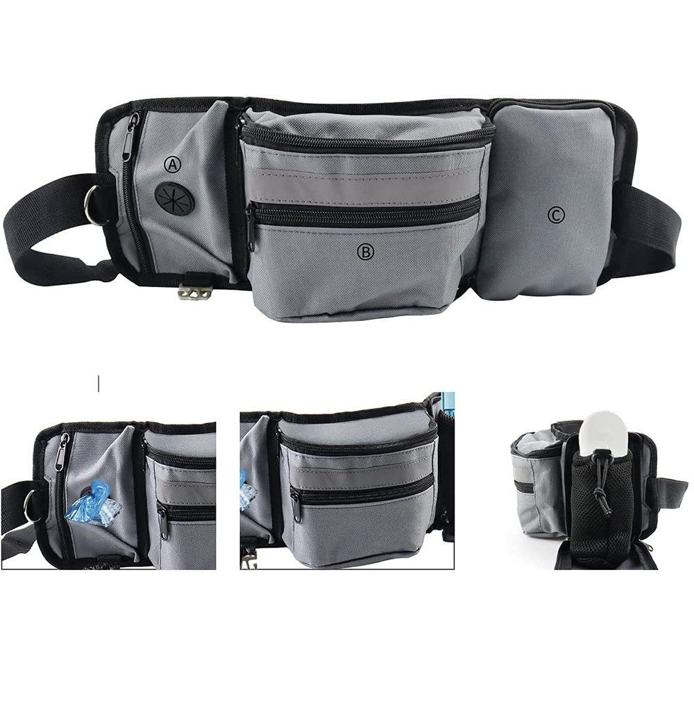 Ledander Leckerlibeutel Leckerlibeutel für Hunde,Bauchtasche für Hunde Zubehör, grau,Freihändige Hüfttasche für Hundetraining & Spaziergang