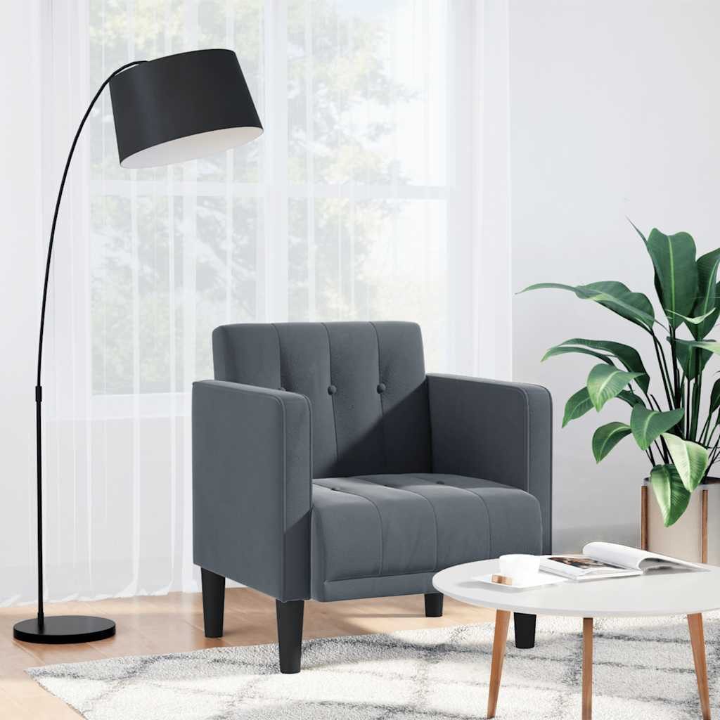 vidaXL Sessel, Sessel mit Armlehnen Dunkelgrau 53 cm Samt