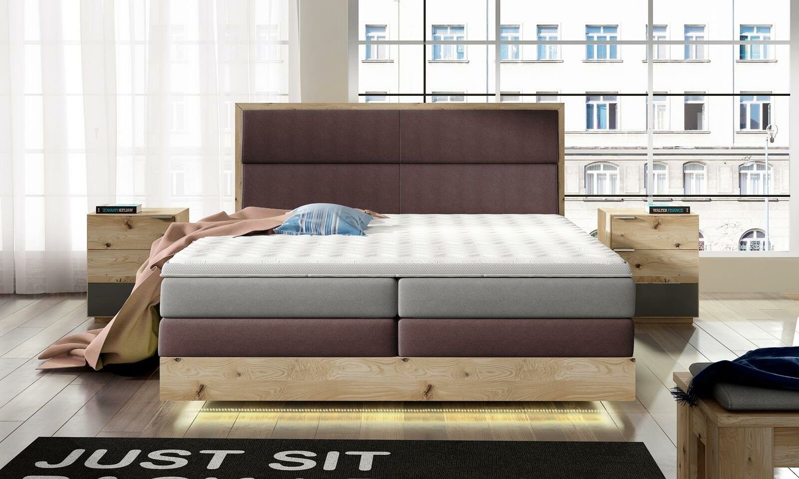 Direktshop echt! JVmoebel Bett, Boxspringbett Holz Polster Design Betten Möbel Textil Luxus