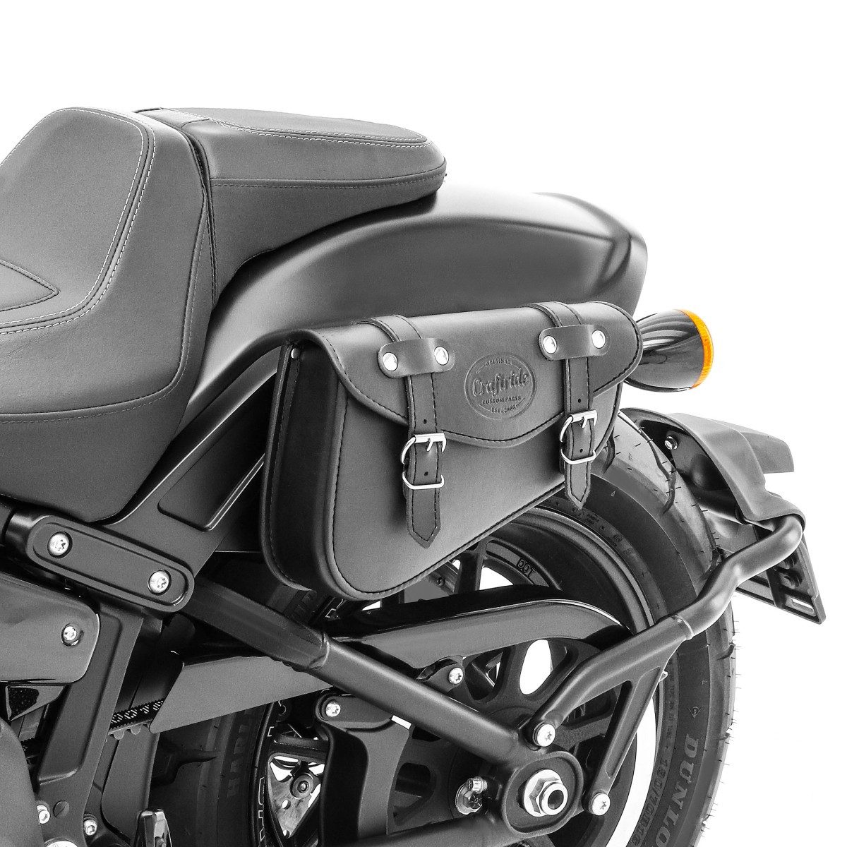 Craftride Satteltasche Motorrad Satteltasche für Custom Retro Vintage Bikes Arizona 3l schwar