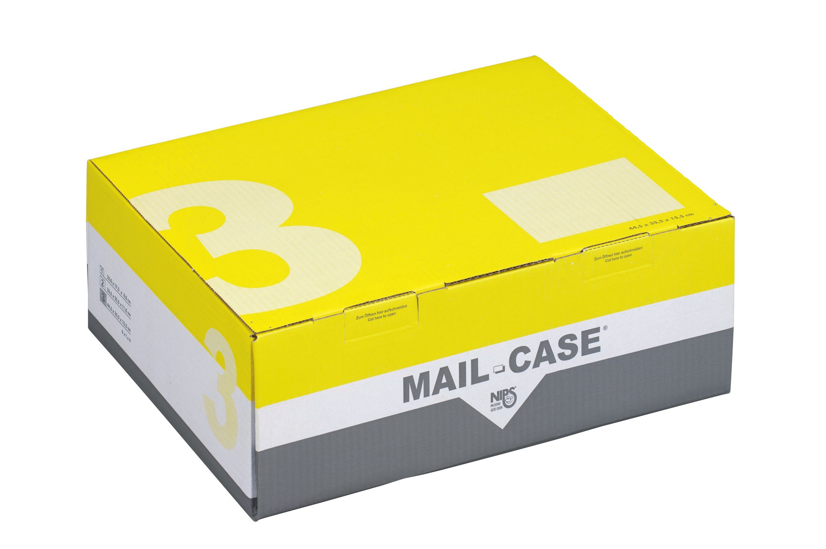 NIPS Versandtasche MAIL-CASE Post-Versandkarton (10 Stück), mit Sicherheits-Steckverschluss, 44,5 x 35,5 x 15,5 cm, Wellkarton
