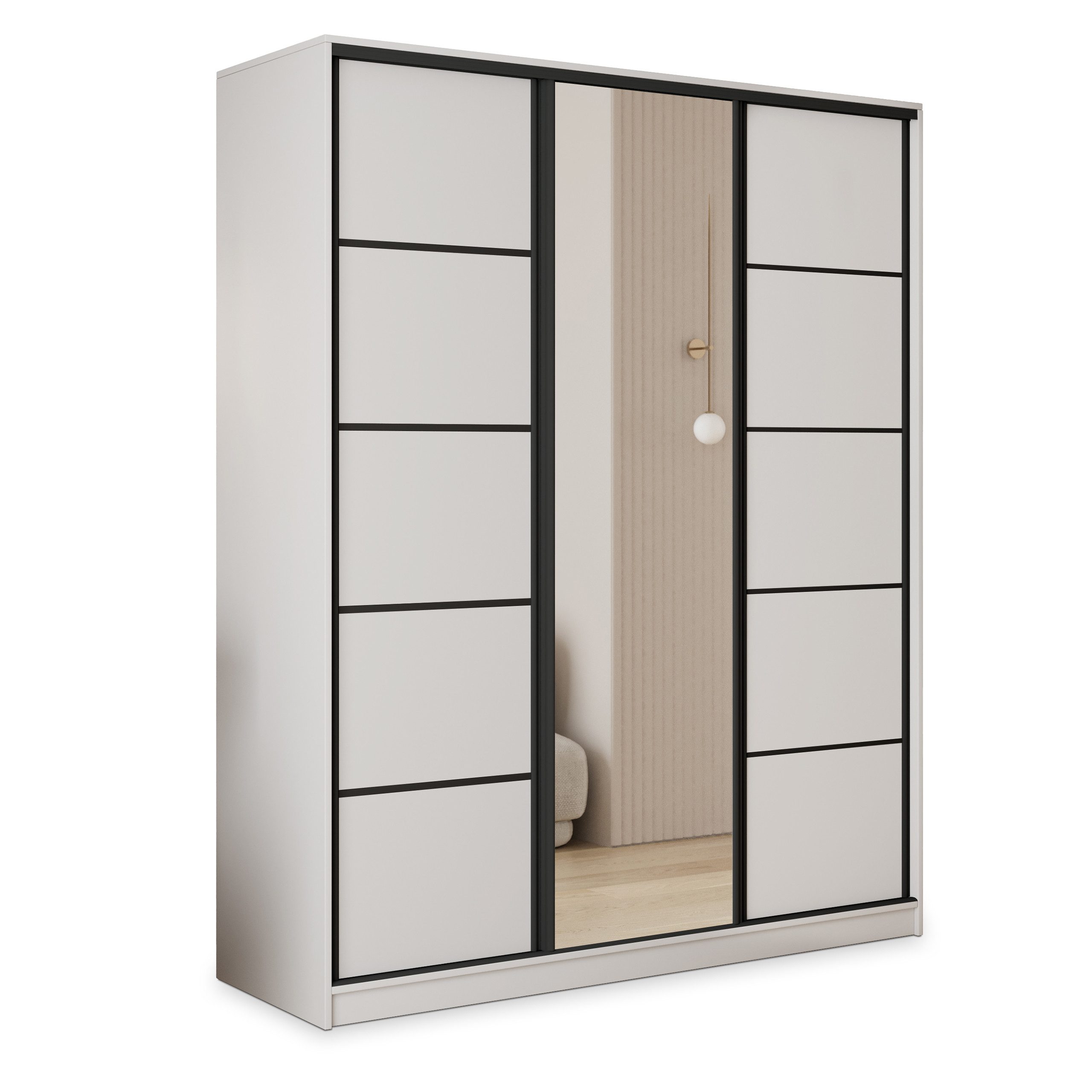 Masseno Schwebetürenschrank PINA Kleiderschrank mit Spiegel und Schubladen günstig online kaufen