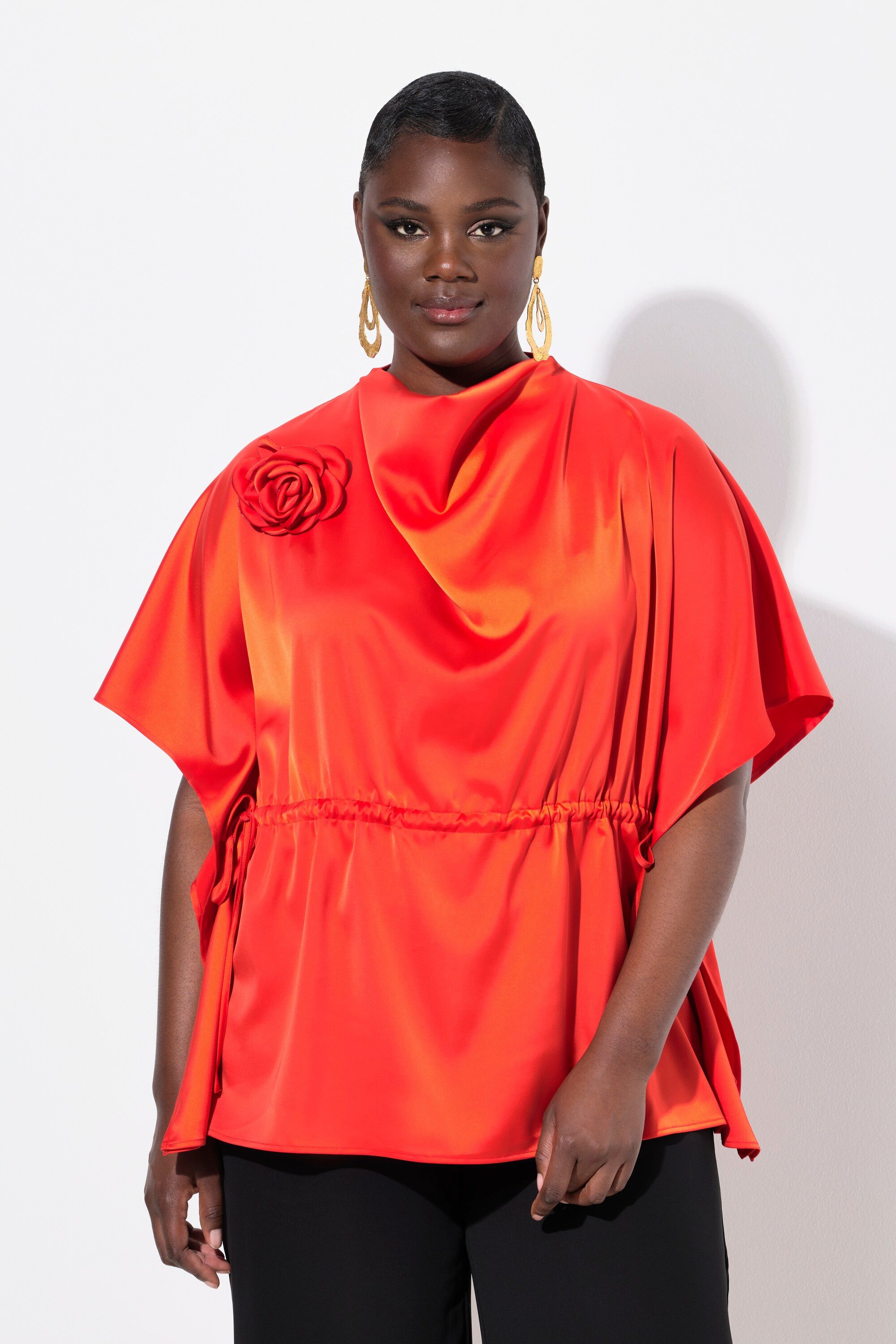 Ulla Popken Tunika Shirtbluse oversized Wasserfall-Ausschnitt günstig online kaufen