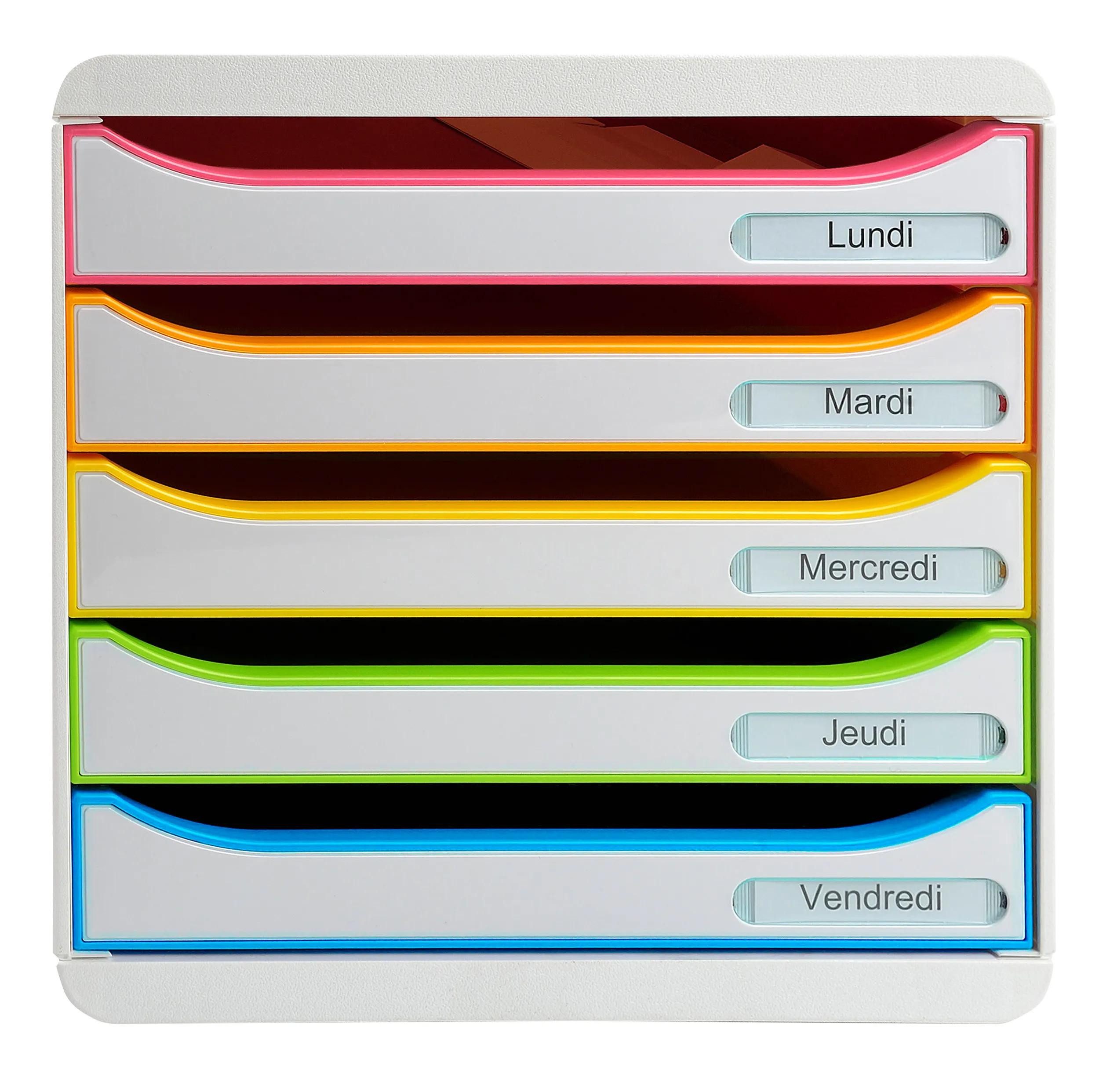 EXACOMPTA Schubladenbox Schubladenbox Big Box Plus 5 offene Schubladen Weiss/Harlekin 309913D, Одежда и товары для бокса stappelbar