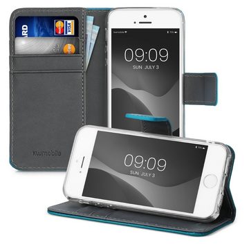 kwmobile Handyhülle Wallet Case für Apple iPhone SE (1.Gen 2016) / 5 / 5S, Hülle mit Ständer Kartenfächer - Handyhülle