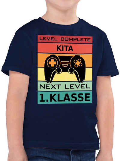 Shirtracer T-Shirt Level Complete Kita - Next Level 1. Klasse Einschulung Junge Schulanfang Geschenke