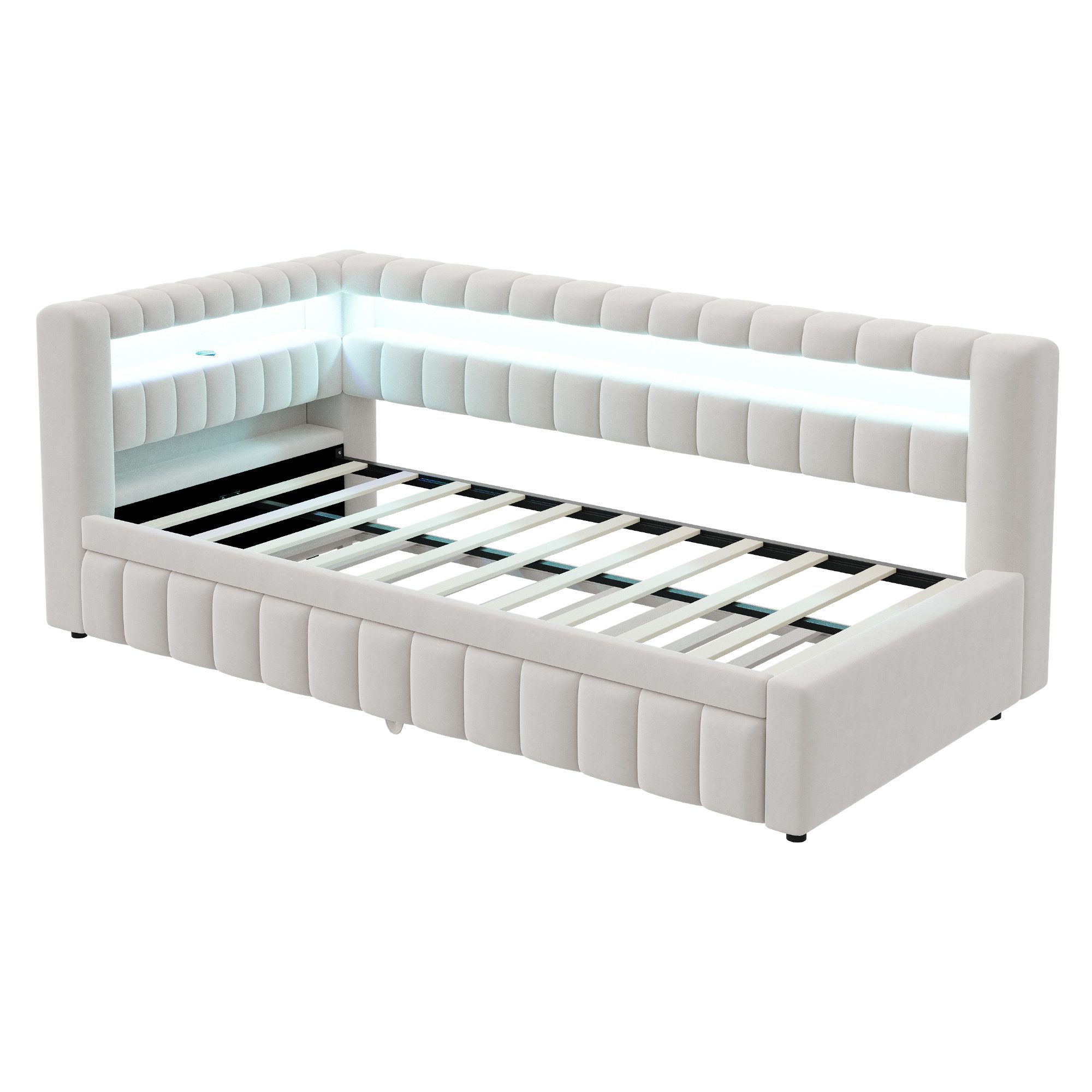 Odikalo Schlafsofa Schlafcouch Tagesbett Daybed Daybett USB Kopfteil 90x200cm Mehrfarbig