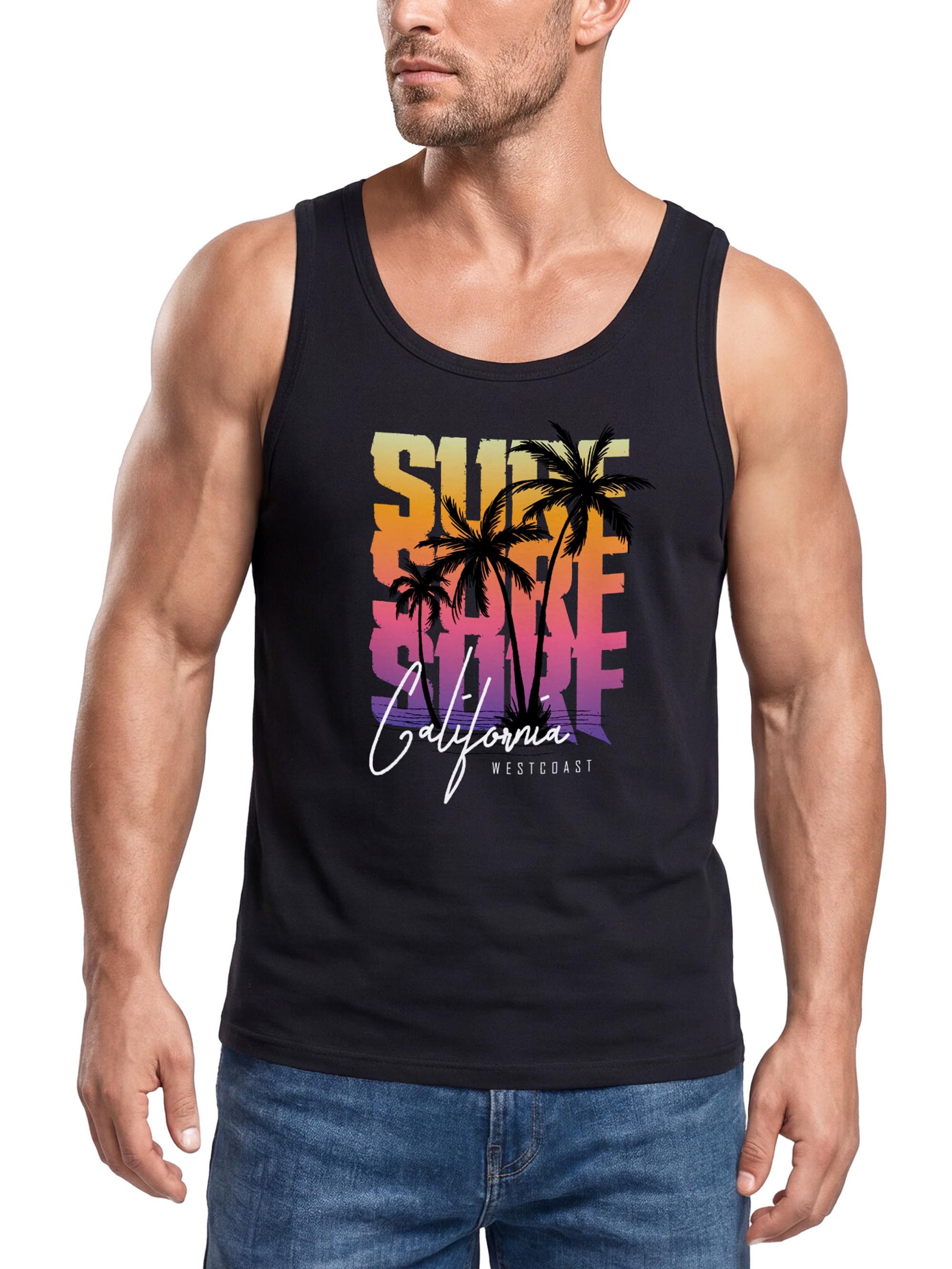 Neverless Tanktop Herren Tank-Top Sommer Surf California Palmen Muskelshirt Muscle mit Print