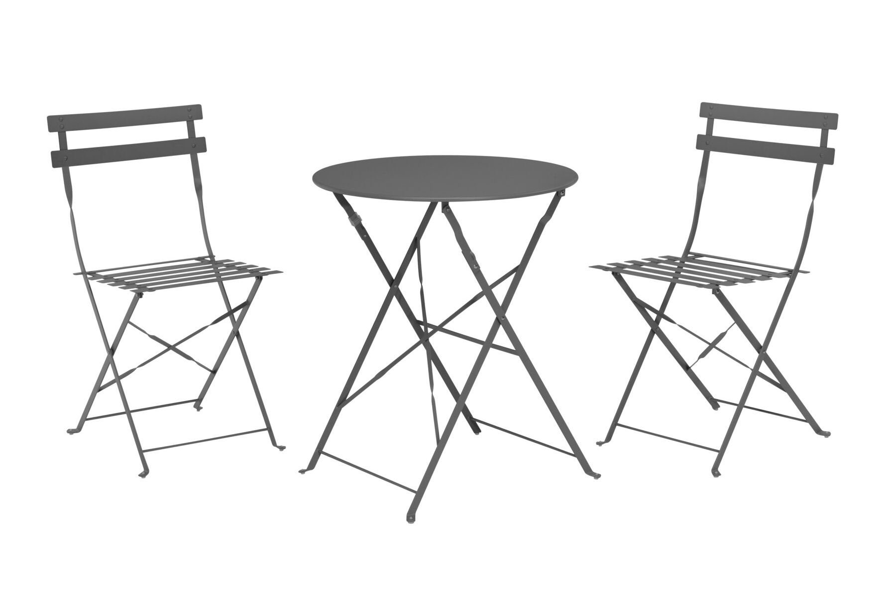 (3er Set - Sitzgruppe, anthrazit 3-tlg) Spetebo Sitzgruppe Bistro Metall - Set Set, 3er