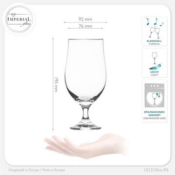 IMPERIAL glass Bierglas Bierpokale 500ml (max. 630ml) aus Crystalline Glas, Crystalline Glas, Set 6-Teilig Pilsgläser Biertulpe Biergläser Kelche 0,5L