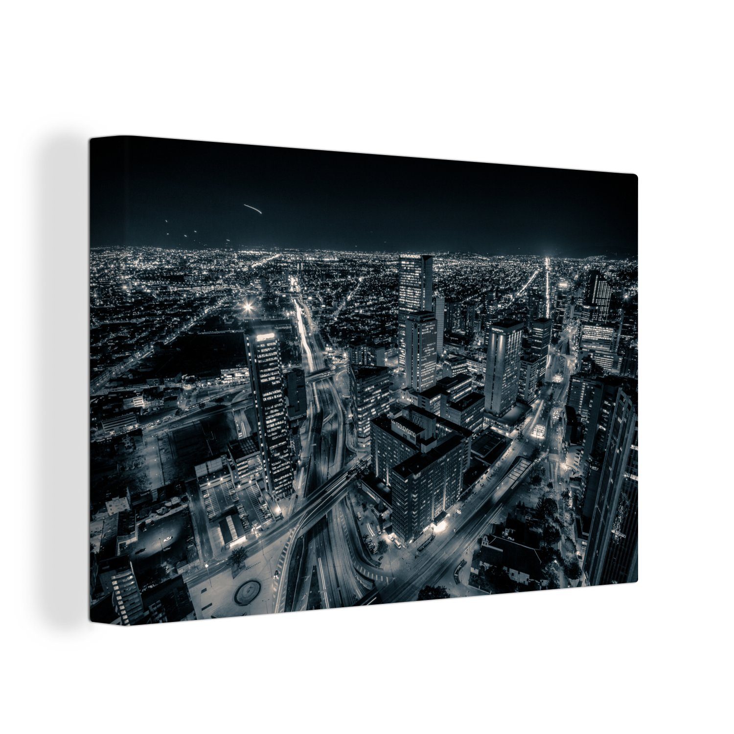 OneMillionCanvasses® Leinwandbild Schwarz-Weiß-Fotografie des Stadtbilds von Bogota, Kolumbien, (1 St), Wandbild Leinwandbilder, Aufhängefertig, Wanddeko, 30x20 cm