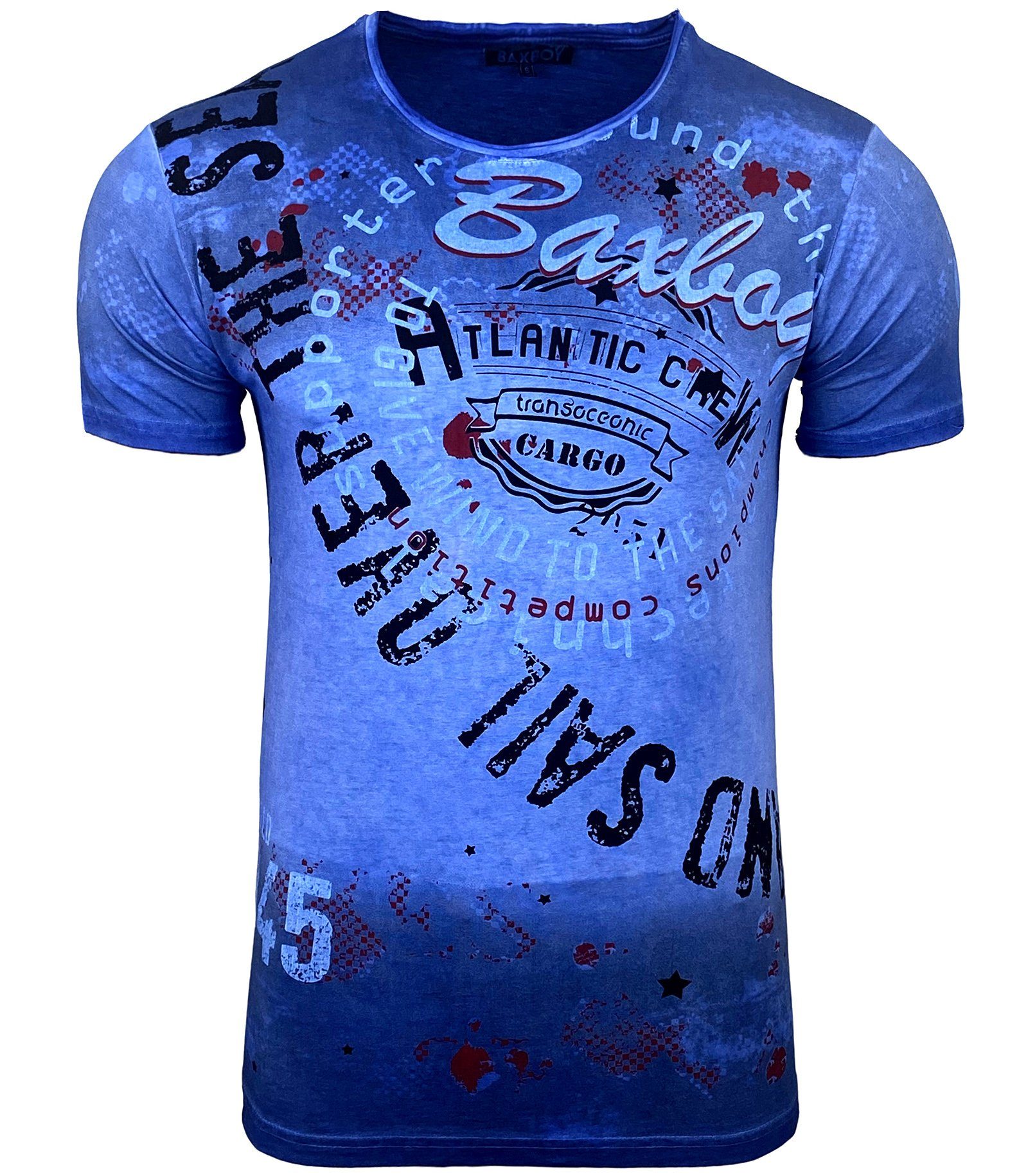 Baxboy T-Shirt Baxboy T-Shirt mit extravagantem Atlantic Crew Druck B-106
