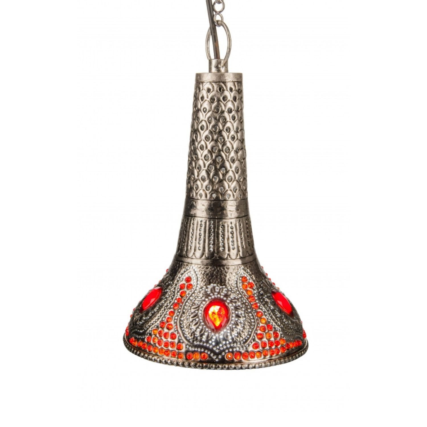 Marrakesch Orient & Mediterran Interior Pendelleuchte Hängeleuchte Ajdina Silber 30cm, Marokkanische Lampe aus Messing, ohne Leuchtmittel, Handarbeit