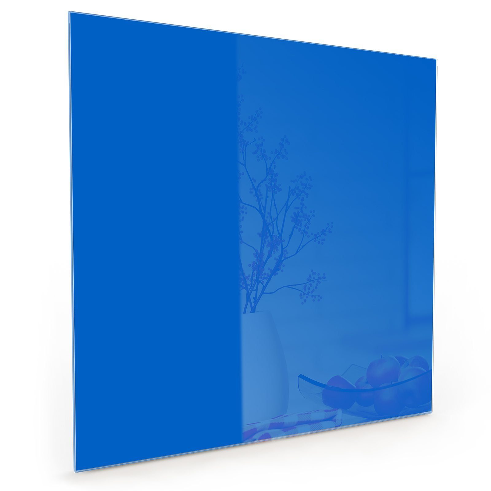 Primedeco Küchenrückwand Spritzschutz Glas Blauer Hintergrund II