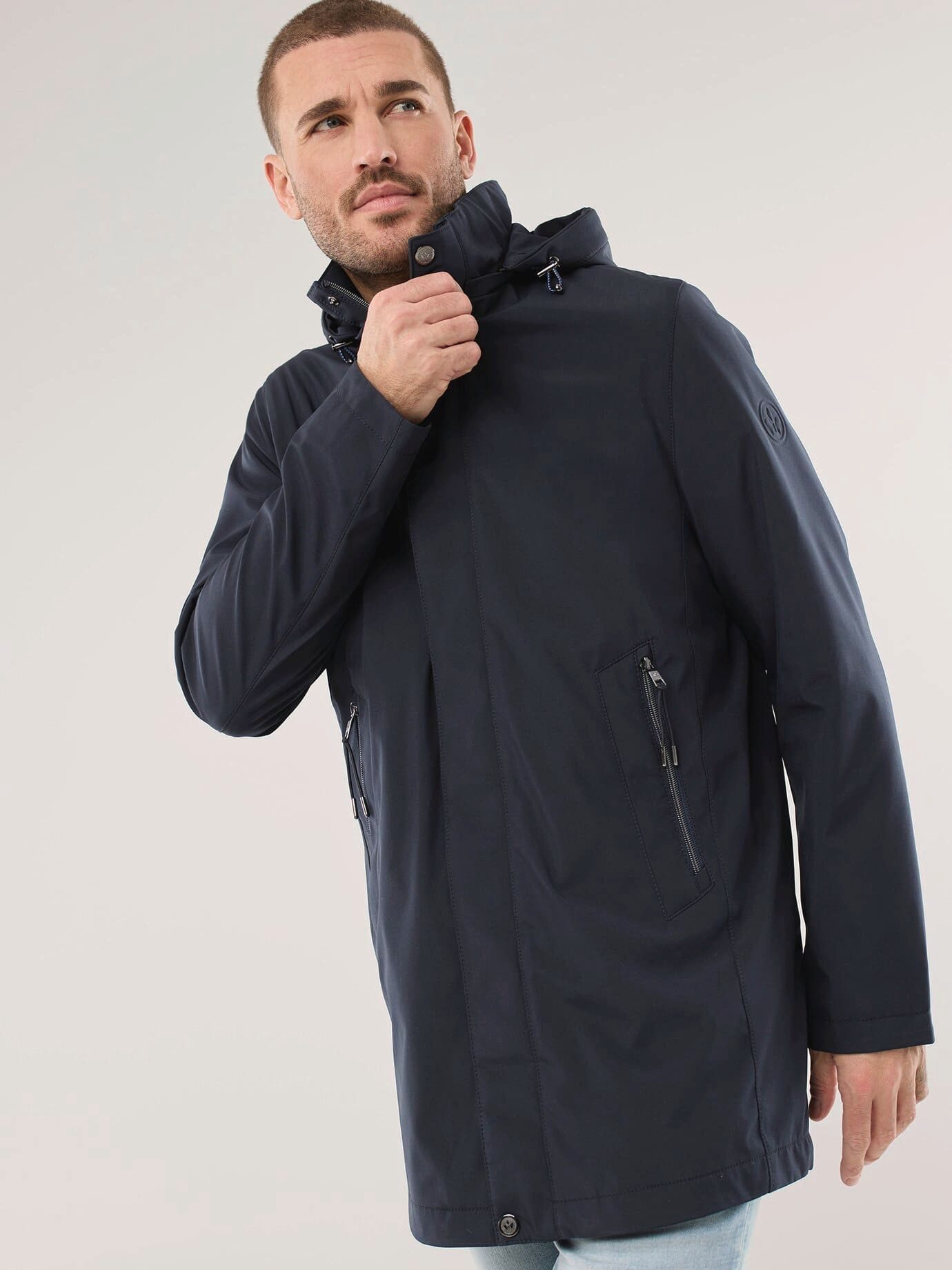 Walbusch Langjacke Herren Microfaser Langjacke mit Kapuze