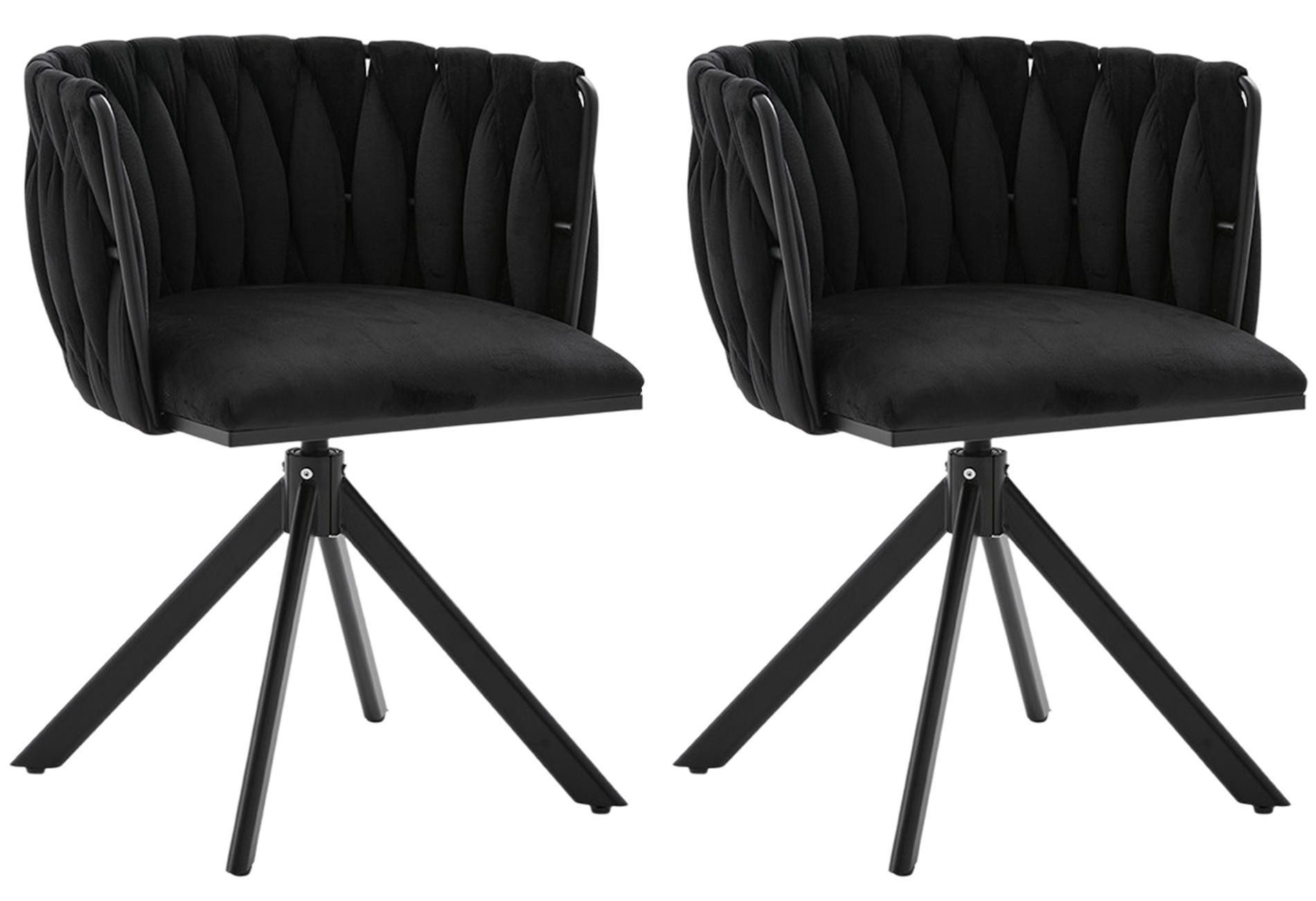 LVHOM Armlehnstuhl Set, 180° drehbar mit runden Rückenlehne, Wohnzimmerstuhl aus Samt (2er-Set, erogonomer Ringrücken, höhenverstellbare Anti-Rutsch-Gleiter, Adaptiver Rutschschutz, Max. Belastbarkeit (150 kg), Atmungsaktiver Velours, Orthopädischer Halt, 2 St), für Homeoffice/Büro/Lounge/Gaming • 4 Trendfarben, 3 Rahmenfarbe