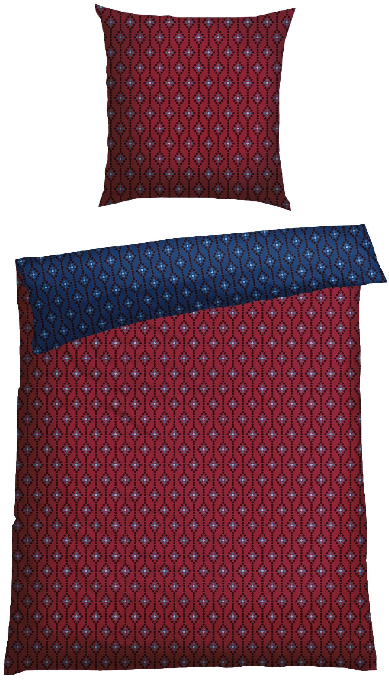 Schiesser Wendebettwäsche Nahla aus weicher Baumwolle mit modernem Grafikprint, Feinbiber, 2 teilig, MADE IN GREEN by OEKO-TEX®-zertifiziert