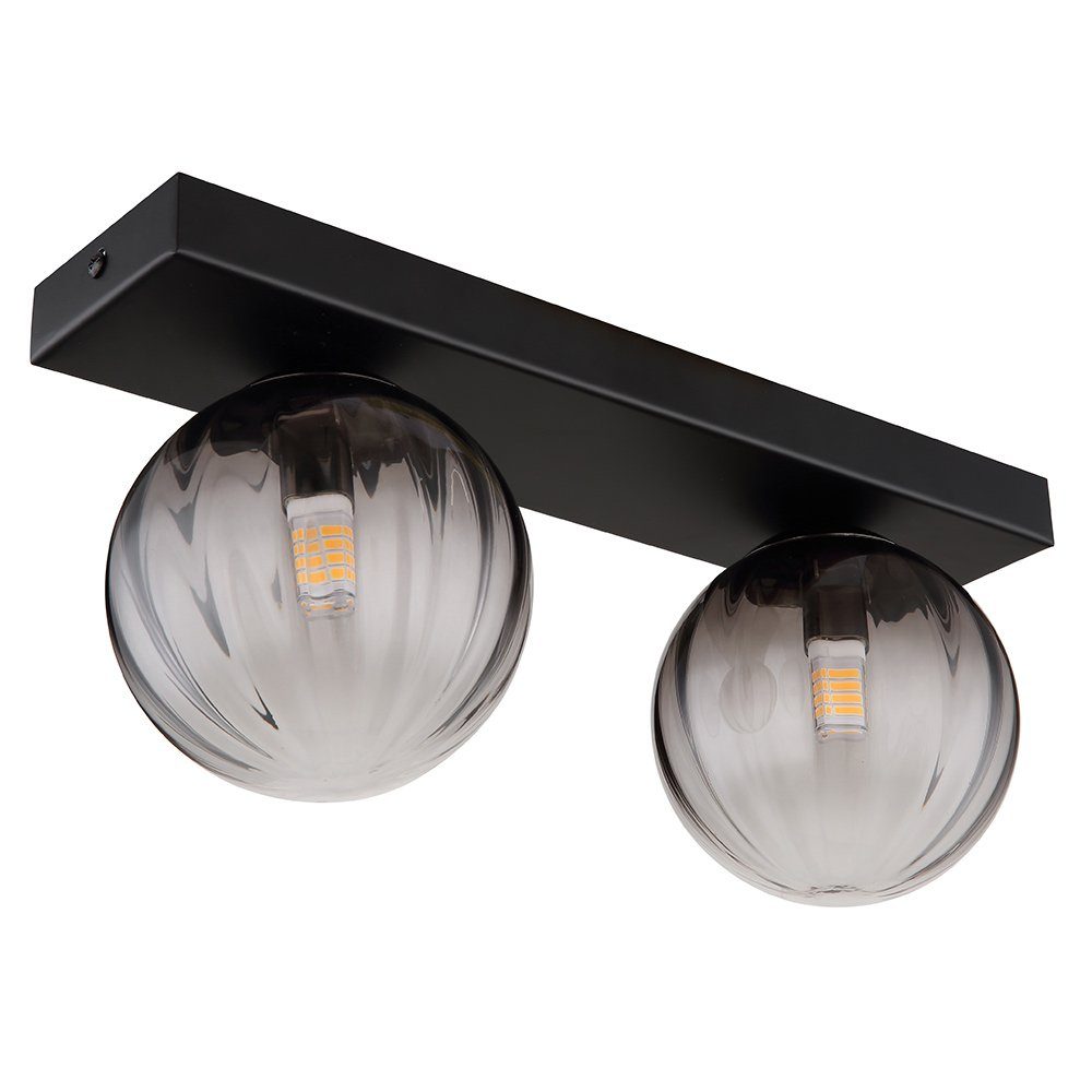 GLOBO LIGHTING LED Deckenleuchte, Leuchtmittel inklusive, Warmweiß, LED Deckenleuchte Wohnzimmerlampe Deckenlampe Glas Rauchfarbe