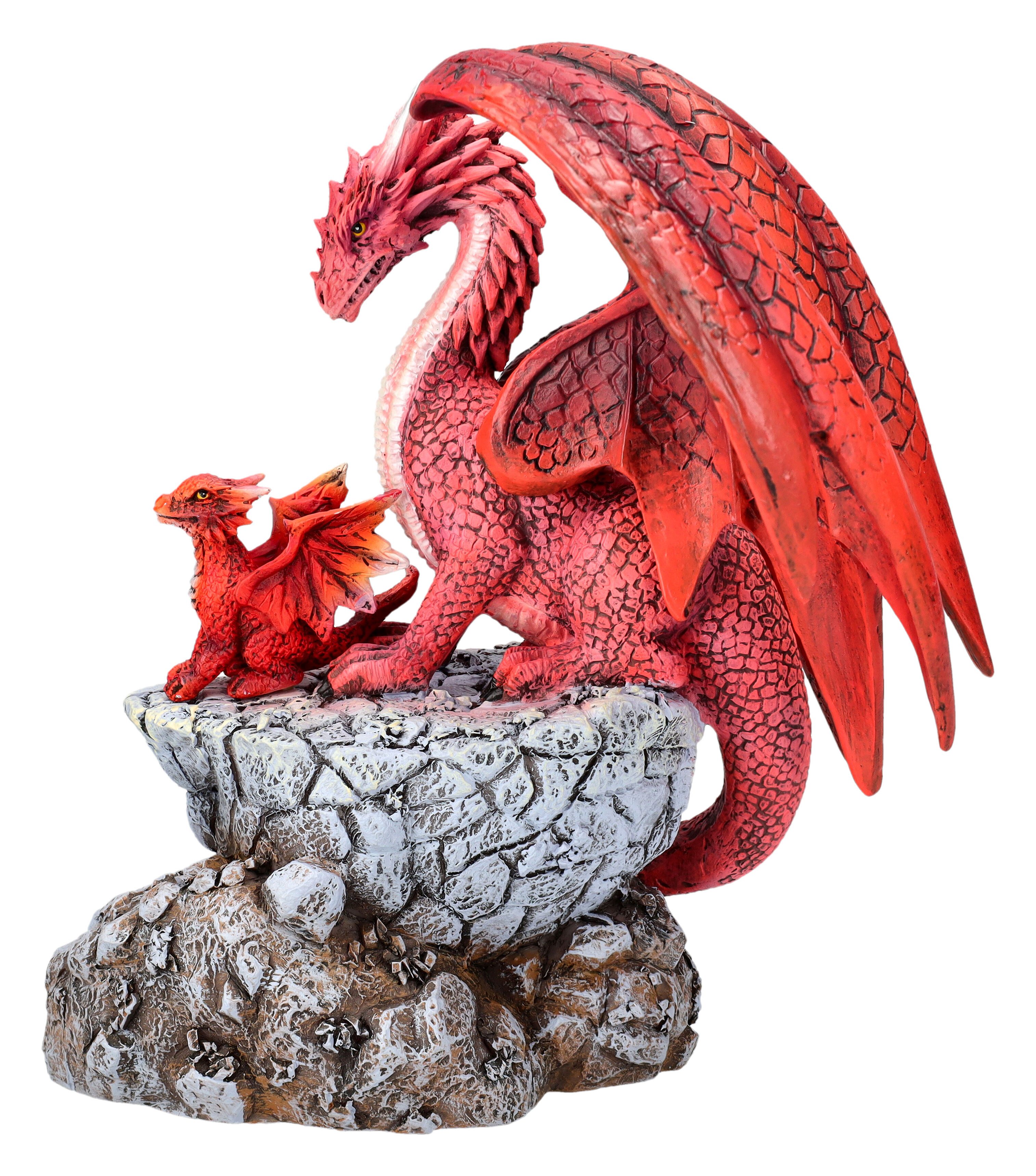 Figuren Shop GmbH Fantasy-Figur Летающие змеи Figur rot - Feuerdrachen Familie - Fantasy Deko Летающие змеиbaby