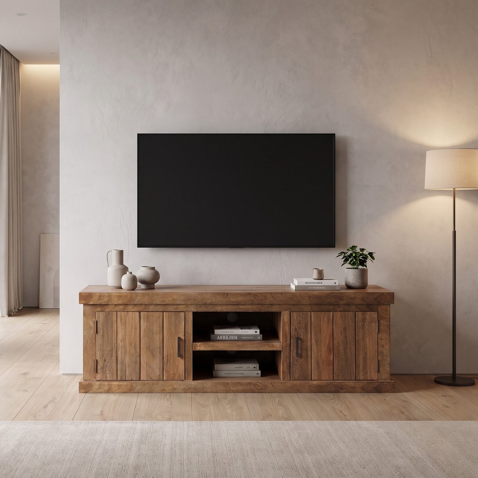 WOLF MÖBEL Sideboard (150 x 45 x 50), KERALA Lowboard mit 2 Türen / 2 Ablagen