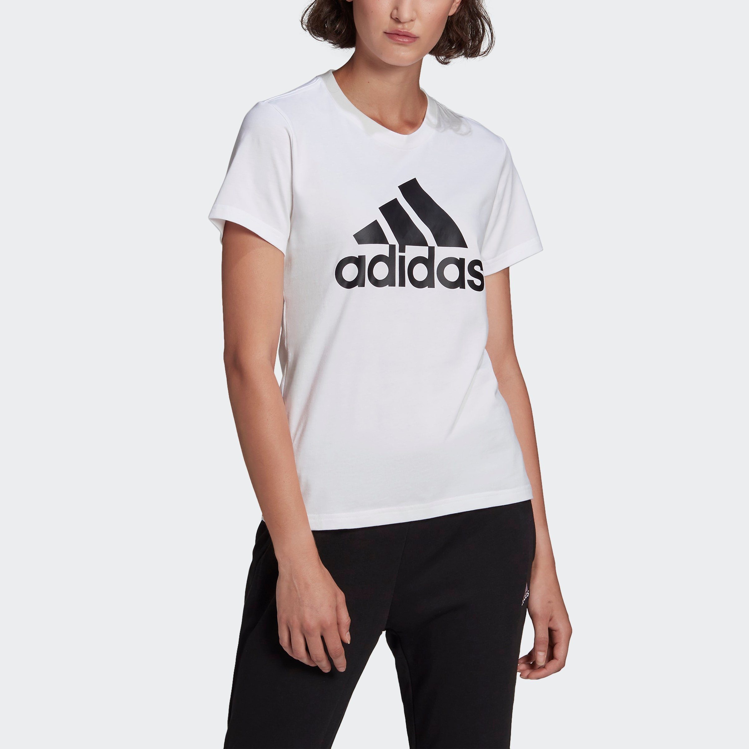 LOUNGEWEAR ESSENTIALS Black T-Shirt / LOGO White adidas Sportswear