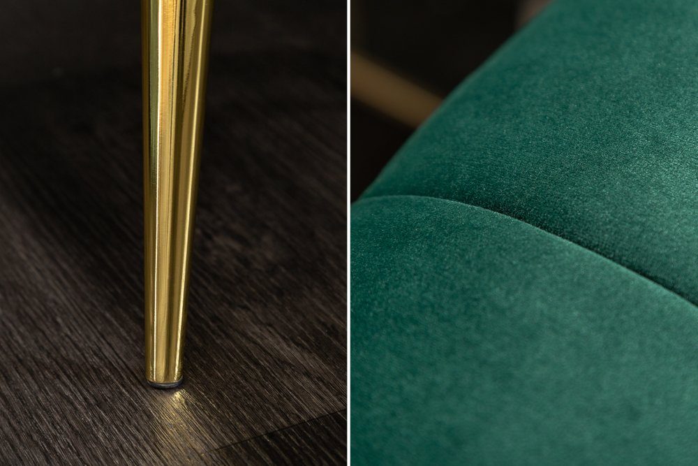 smaragdgrün Metall 3-Sitzer gold, · / Sofa Samt Design NOBLESSE · Wohnzimmer · Federkern 225cm riess-ambiente · Einzelartikel 1 Retro · Teile,