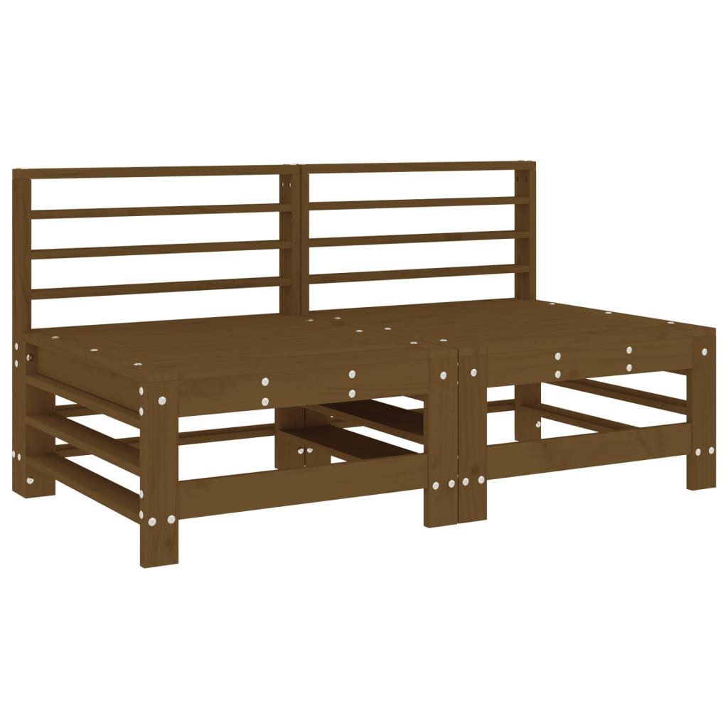 vidaXL Gartenlounge-Mittelteil, Mittelsofas mit Kissen 2 Stk. Honigbraun Massivholz Kiefer