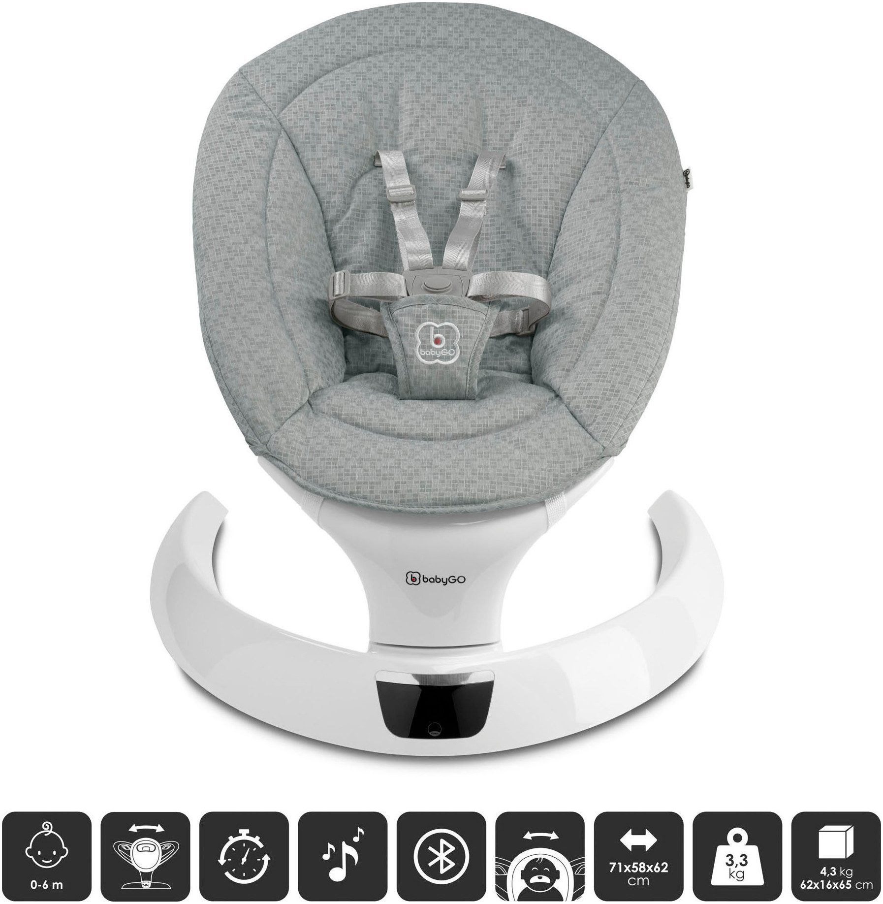 BabyGo Babywippe Swing, mit Fernbedienung, Musik, Schaukelfunktion