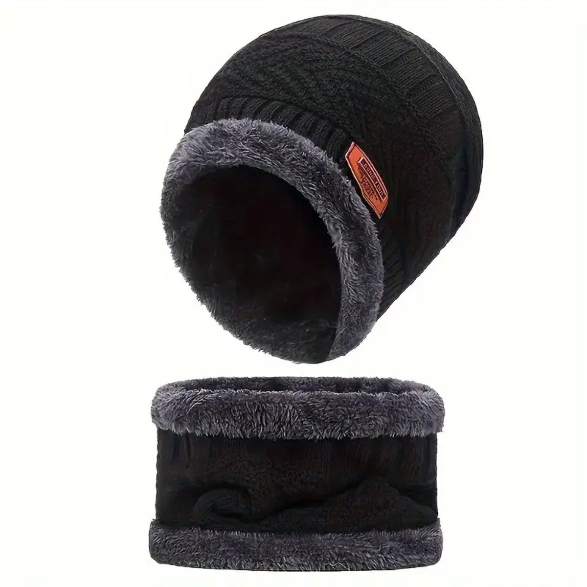 COFI 1453 Mütze & Schal Wintermütze mit Schal-Set – Strickmütze & Schlauchschal, Onesize (2-tlg) gefüttert