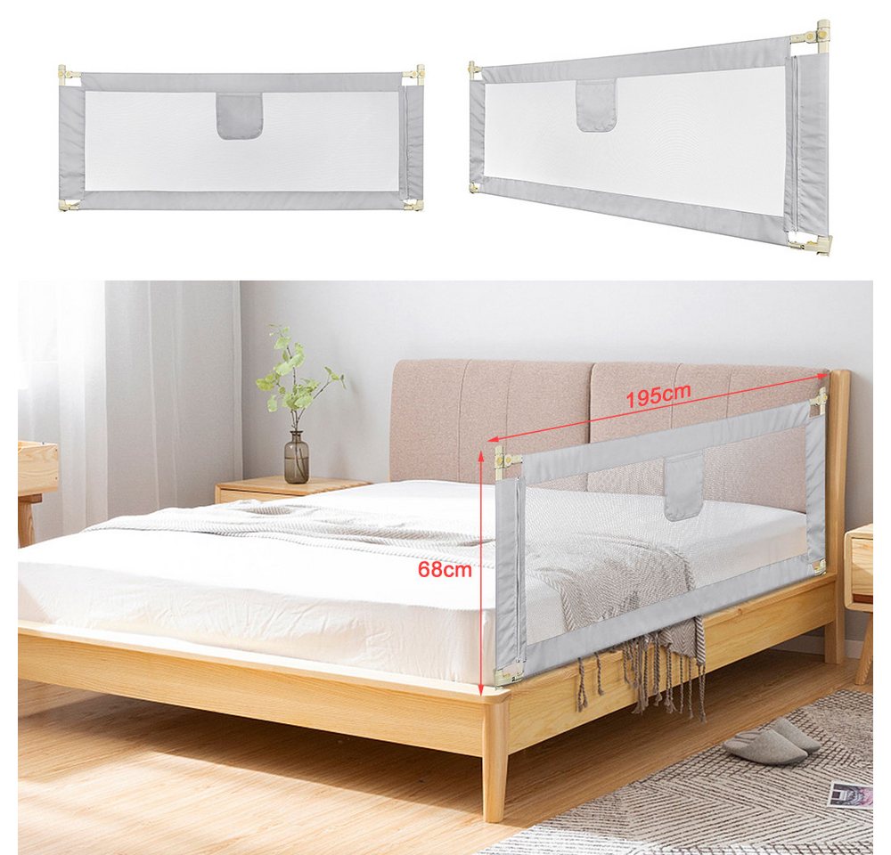 JEOBEST Bettschutzgitter Bettgitter für Kinder Baby Kinderbettgitter Rausfallschutz Bett, 150/180/200cm, Höhenverstellbar 70-100 cm