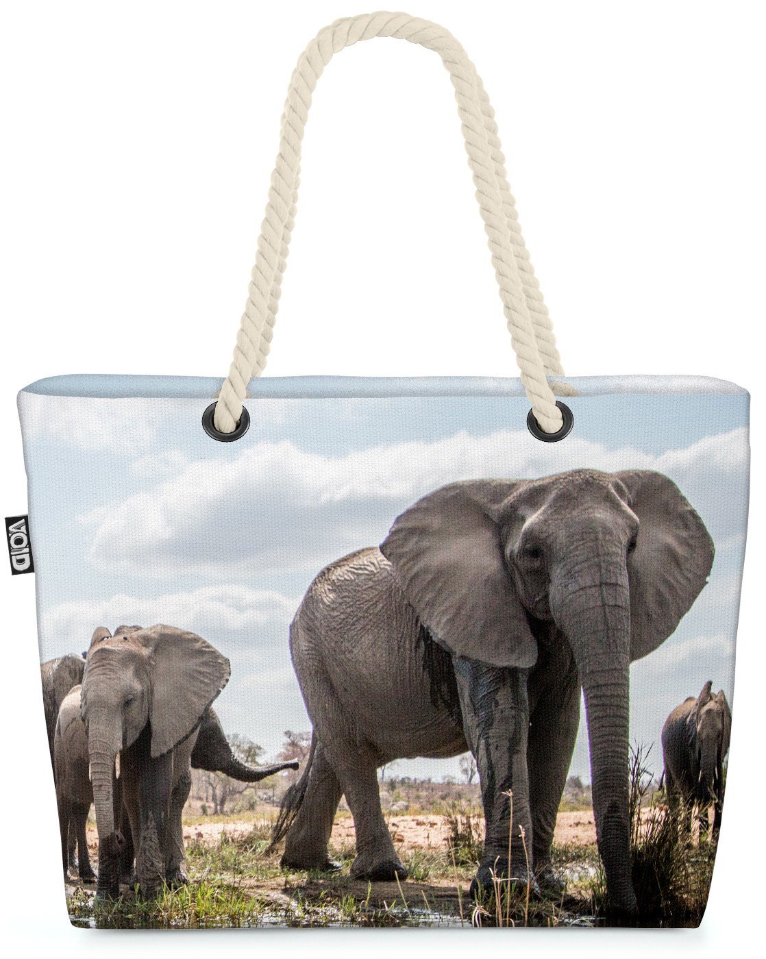 VOID Strandtasche (1-tlg), Elefanten Wasser Afrika Dschungel Tiere Steppe Elefant Zoo Safari Beach Bag