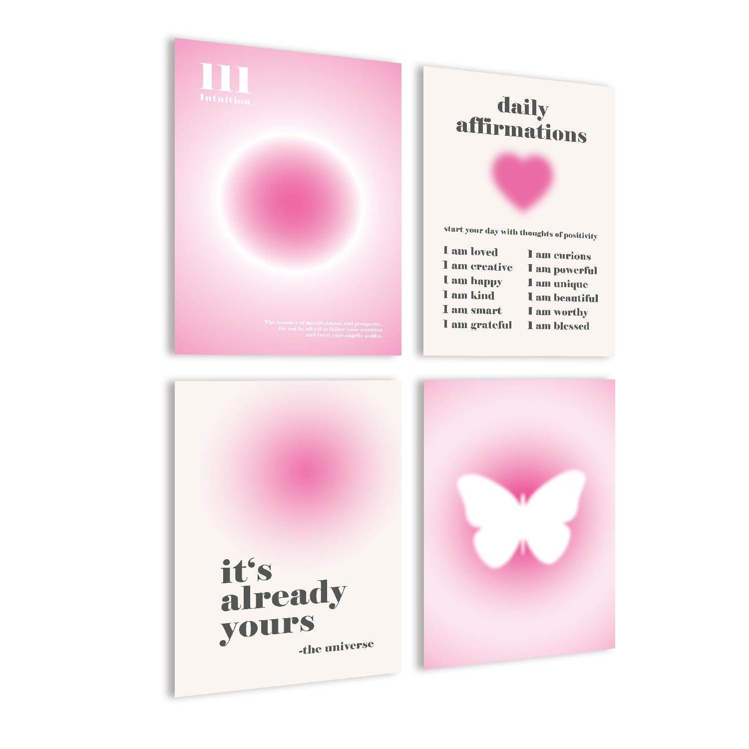 Agger Poster Aesthetic Bilder Aura Deko Poster 4er Set ohne Rahmen, Rosa Teenager, A3(30x42cm) (4 St), Pink Mädchen Decor Wandbilder Schlafzimmer Wohnzimmer Cle – Bild 5 von 5