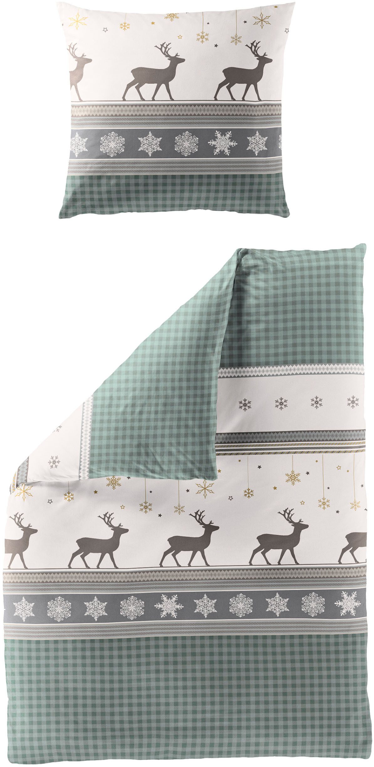 BIERBAUM Постельное белье Wichtel, Biber, 2 teilig, 100 % Baumwolle, Biber, unterschiedliche Weihnachts-Designs