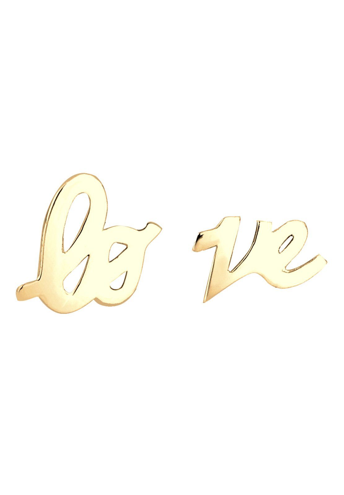 Elli Schriftzug Ohrstecker Love-Schriftzug vergoldet, Statement Love Liebe Paar Silber