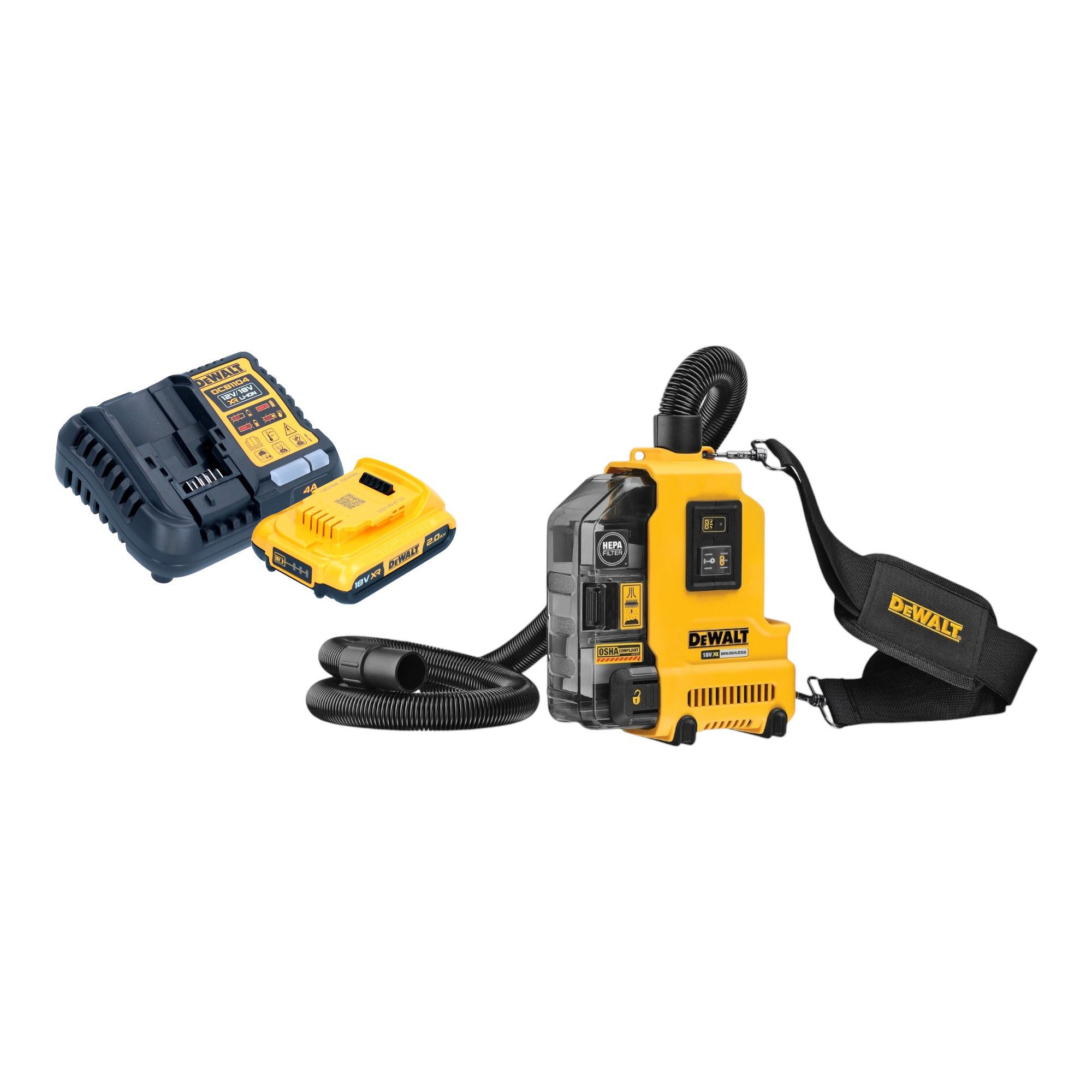 DeWalt Akku-Handstaubsauger DWH 161 D1 18 V 0,21 l Brushless + 1x Akku 2,0 Ah + Ladegerät