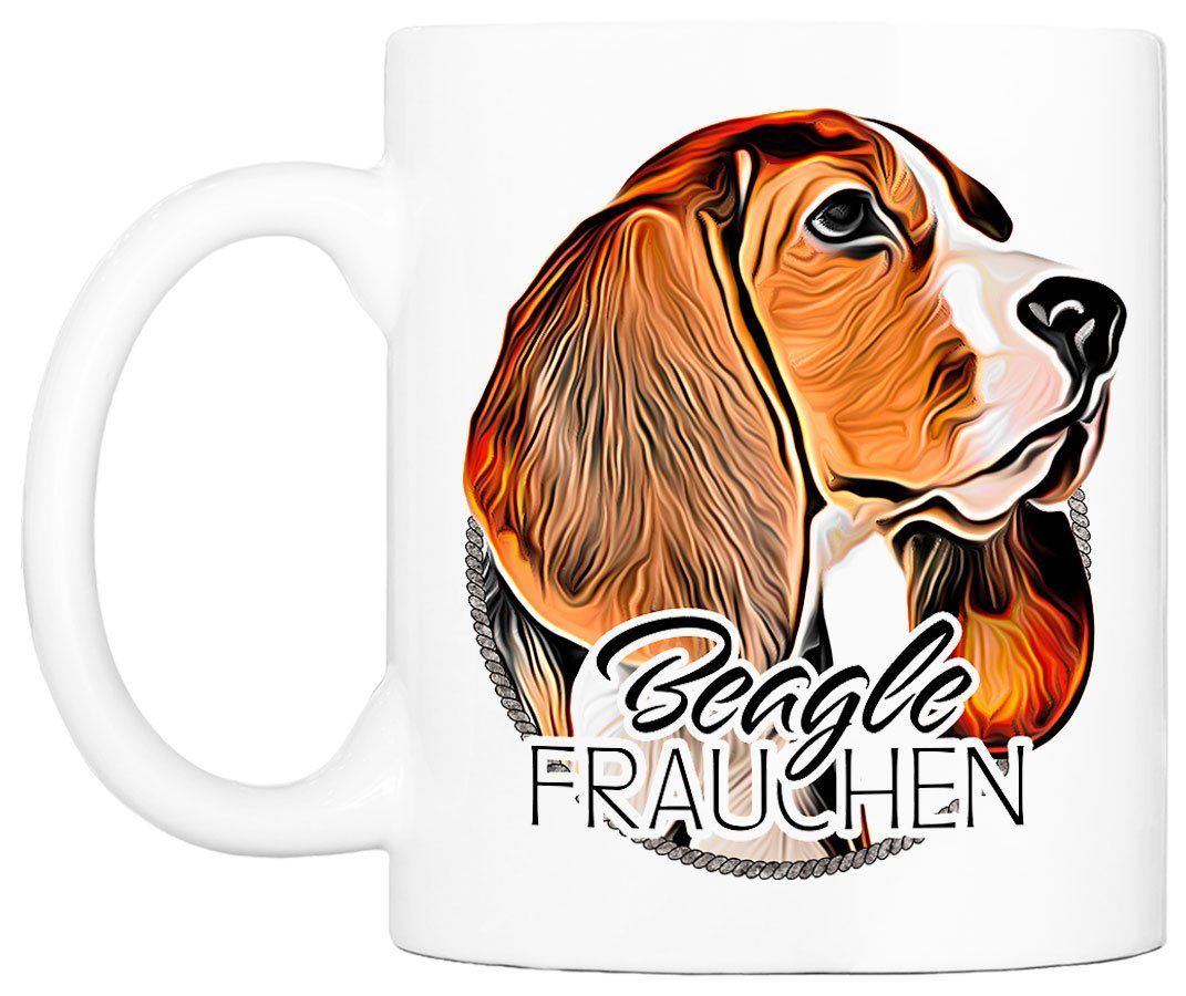 ml Hundefreunde, Keramik, BEAGLE Cadouri handgefertigt, für Tasse beidseitig bedruckt, mit FRAUCHEN Kaffeetasse 330 Geschenk, Hunderasse, -