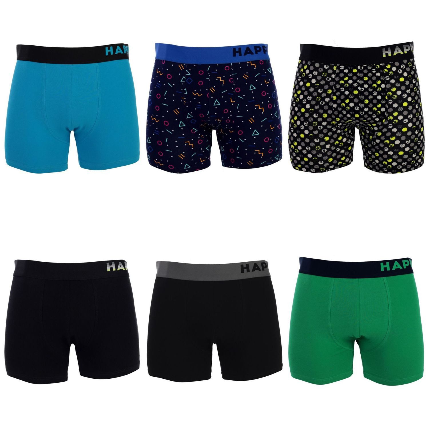 HAPPY SHORTS Boxershorts HAPPY SHORTS Herren Boxershorts 6er Pack Desortier günstig online kaufen