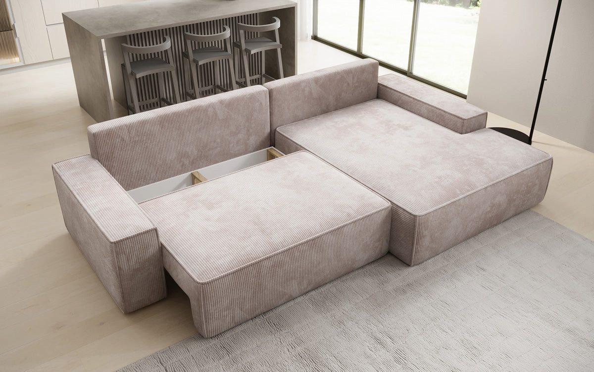 Luxusbetten24 Schlafsofa Designer Sofa Verona mit breiter Ottomane, mit Schlaffunktion und Stauraum – Bild 3 von 4