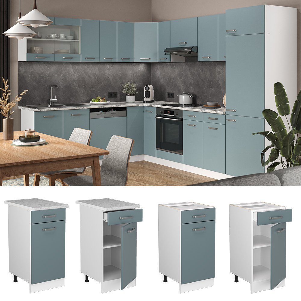 Vicco Unterschrank R-Line, Blau-Grau/Weiß, 40 cm ohne Arbeitsplatte (1-St)