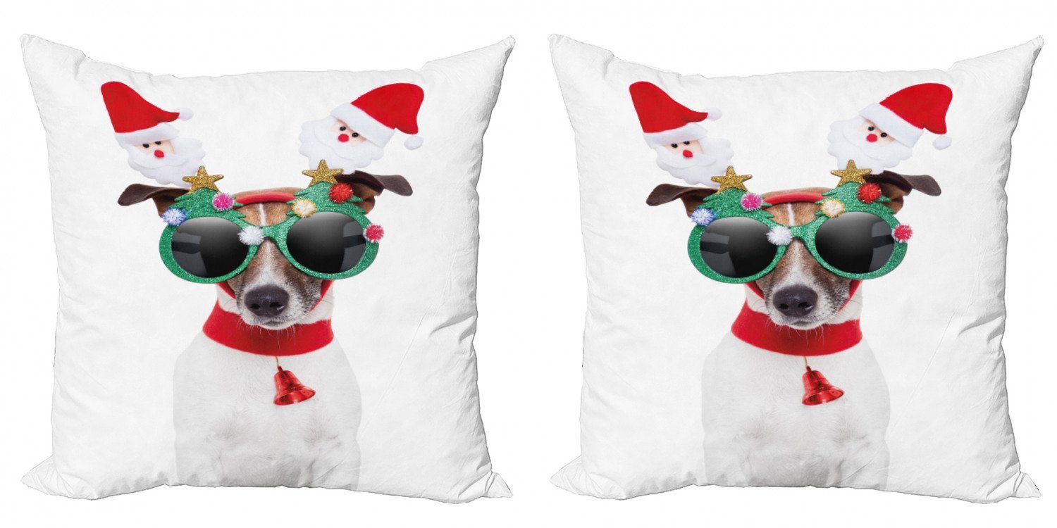 Kissenbezüge Modern Accent Doppelseitiger Digitaldruck, Abakuhaus (2 Stück), Weihnachten Lustige Hundesonnenbrillen