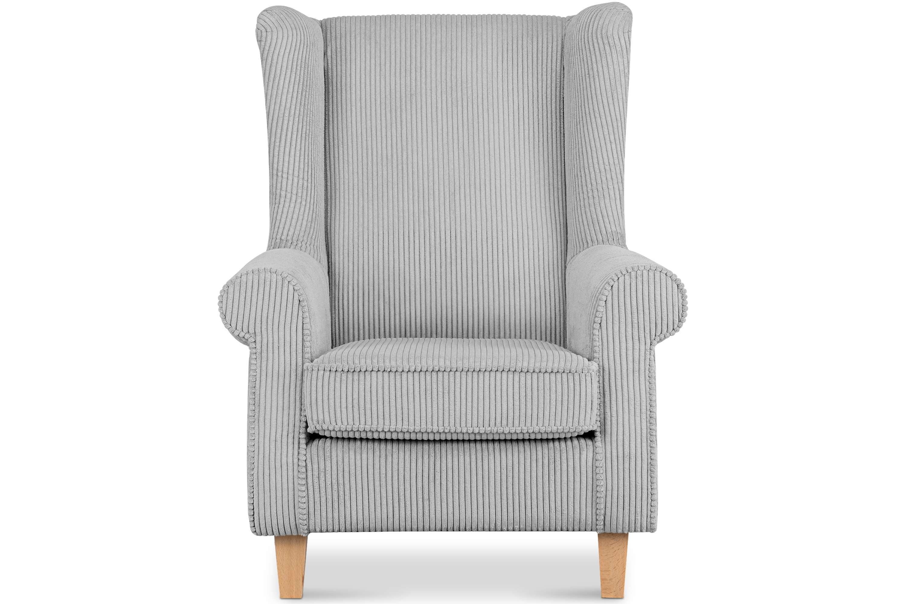 KONSIMO® Ohrensessel MILES Gepolsterter Sessel, mit Armlehnen, Massivholzbeine