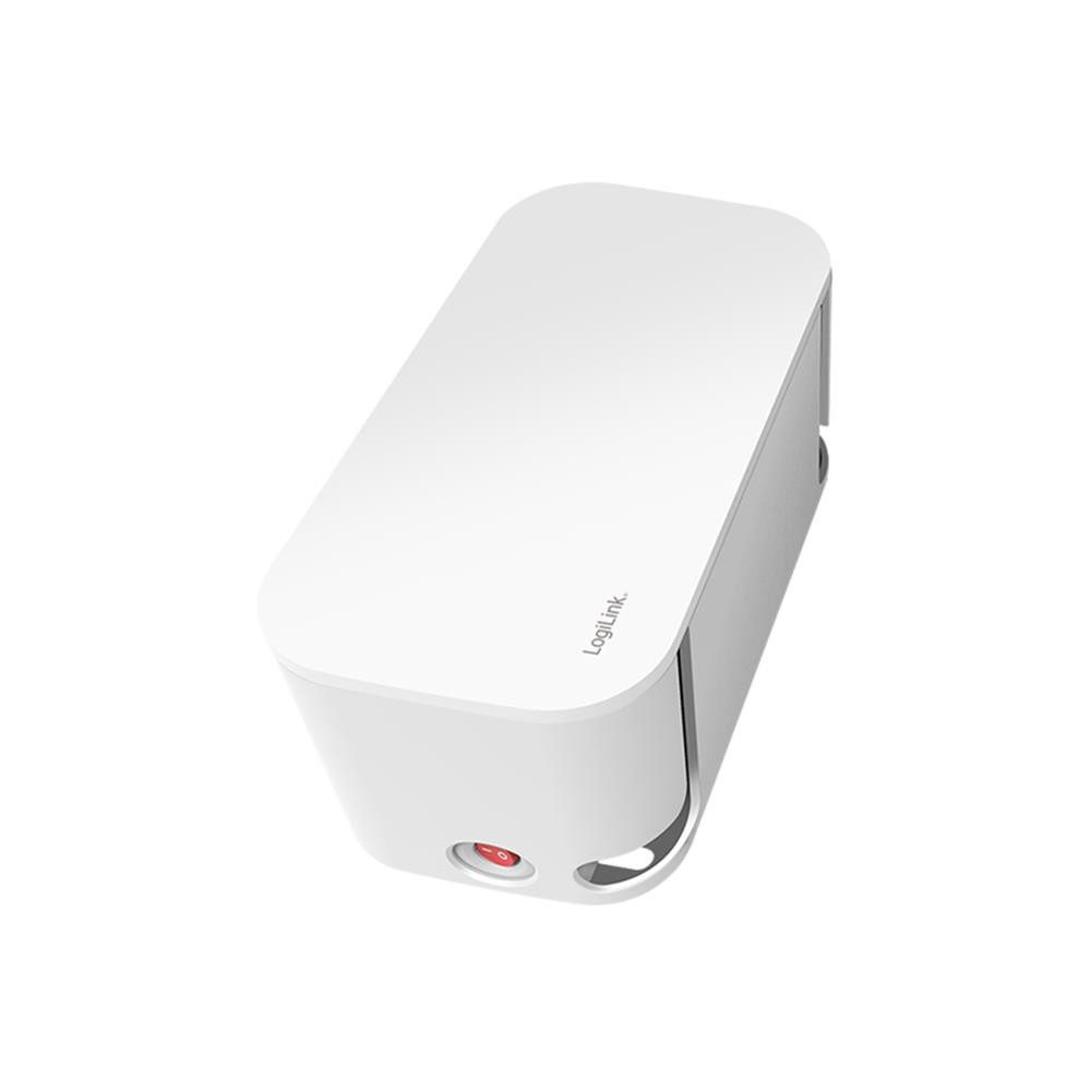 LogiLink Kabelbox LPS281U mit 5-fach-Steckdosenleiste, 3x USB, 285 x 145 x 13 mm, Kabelmanagement Box, Mehrfachsteckdose USB, 3600 W, Alltag, Weiß – Bild 4 von 5