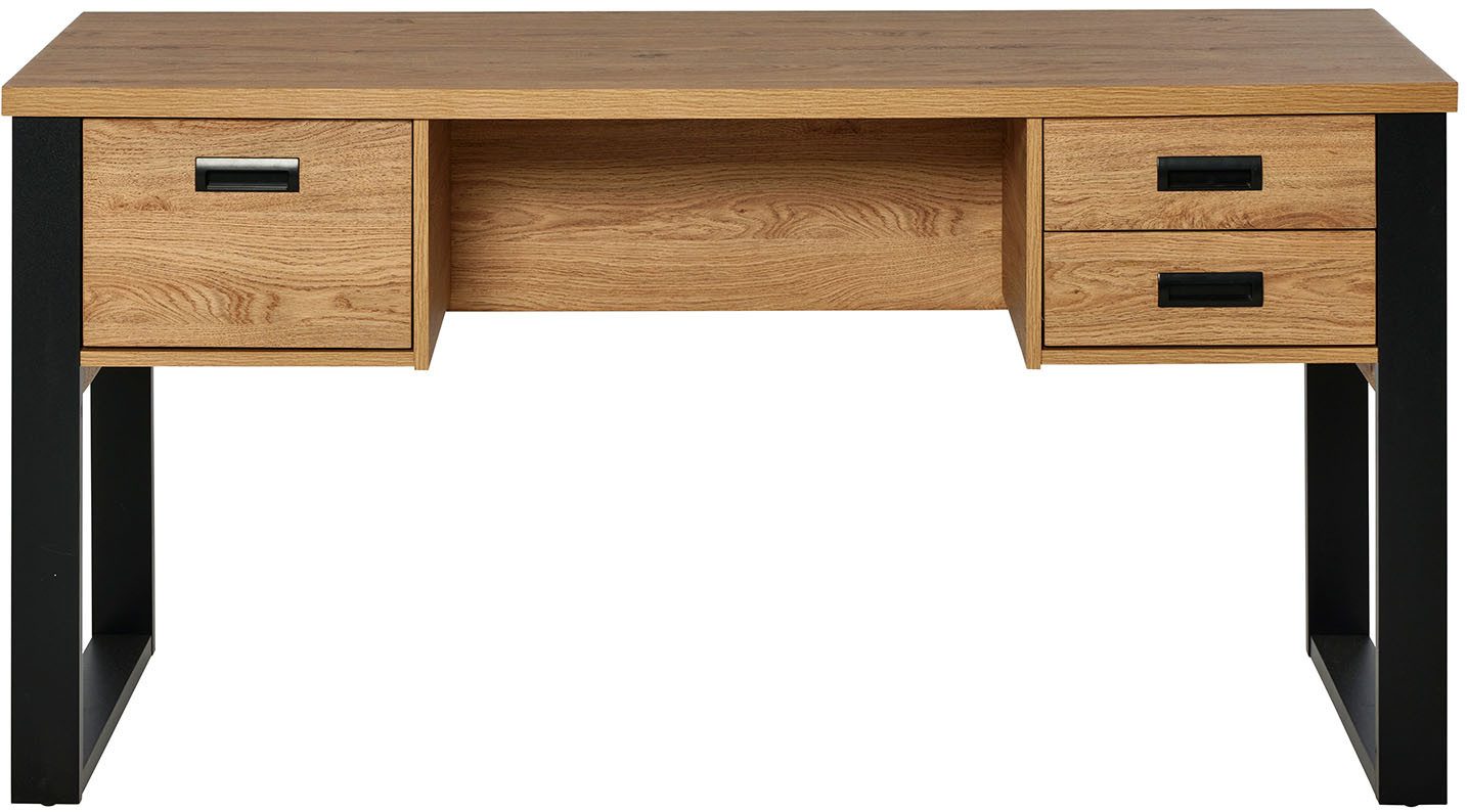 Jahnke Schreibtisch RIVA D 150 (1-St), große Arbeitsfläche, Stauraum, Metallgriffe, Breite ca. 150 cm