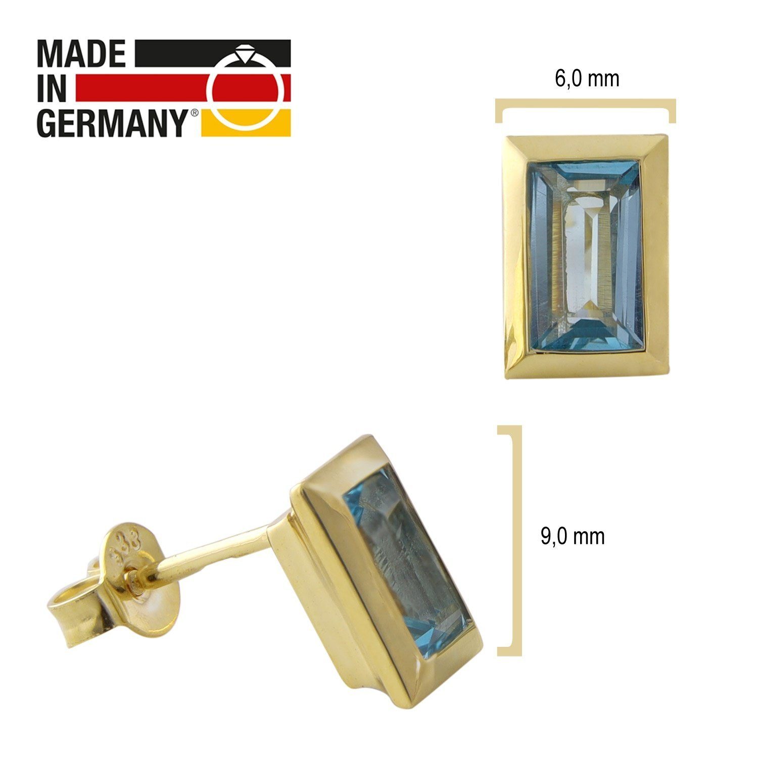 Topaz-e Ohrstecker / 333 8K Swiss Gold Paar Ohrstecker Acalee Blau