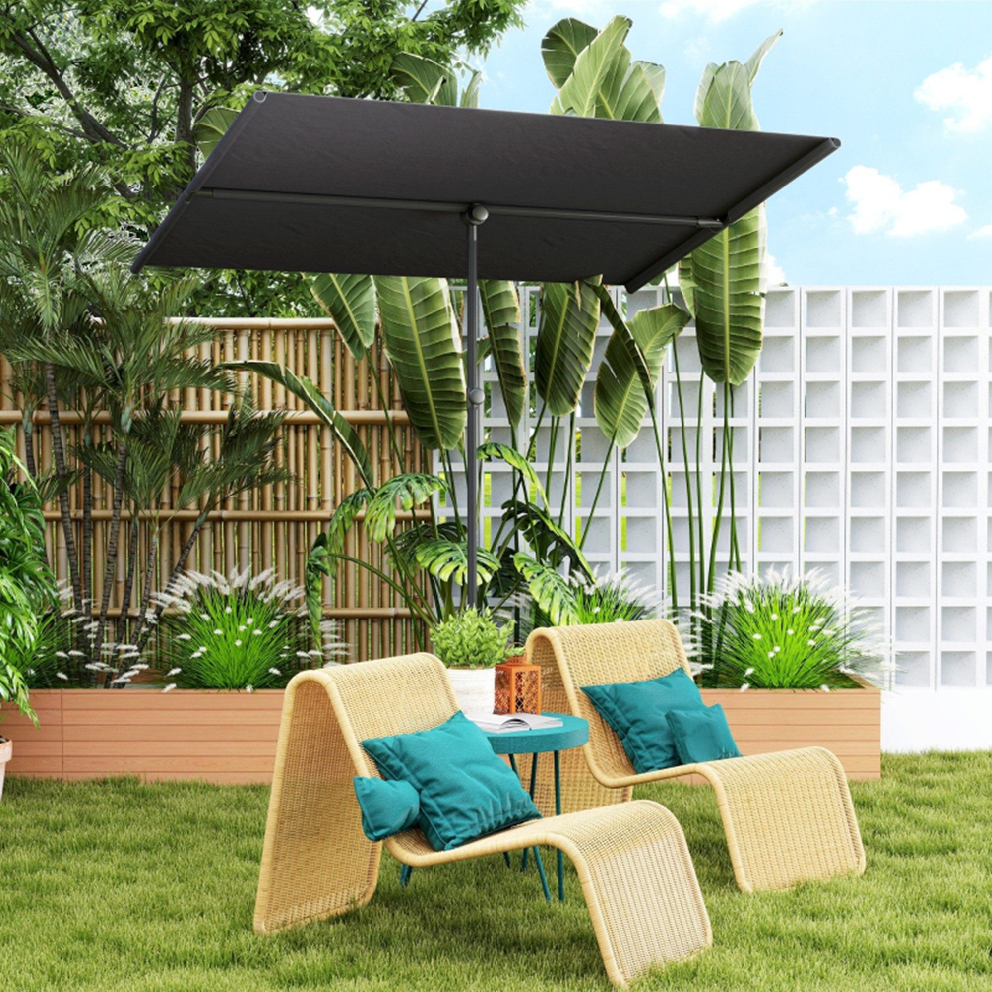 Thumbnail - MC Star Sonnenschirm 180 Grad drehbar Höhenverstellbar Gartenschirm mit Aluminium-Mast, Marktschirm Sonnenschutz Schirm ...