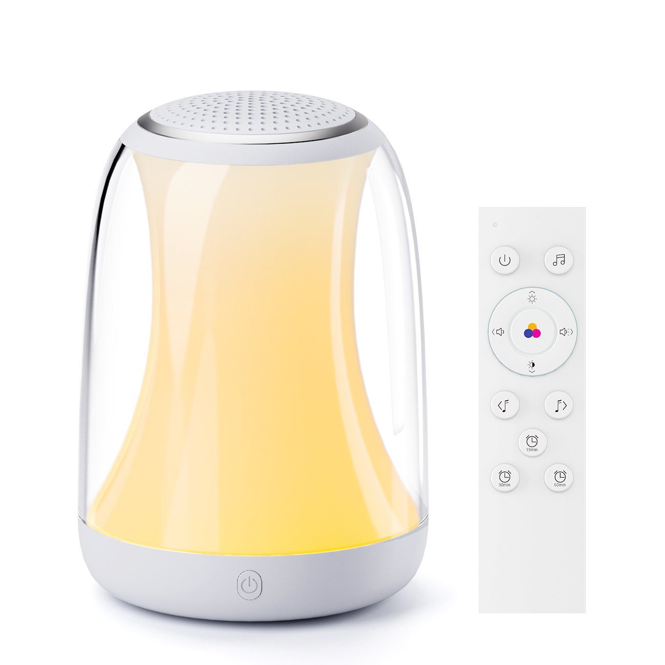 Novostella LED Nachtlicht HMNL01 27 beruhigende Klänge weißes Rauschen Maschine Baby Nachtlicht, Farbwechsler, Kaltweiß, Warmweiß, RGB, Baby Einschlafhilfe mit Fernbedienung